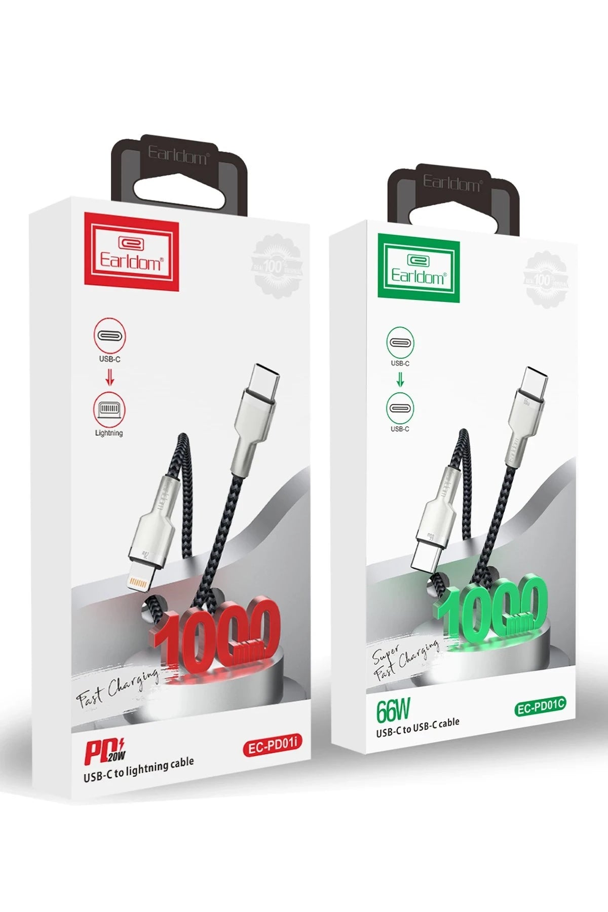 Earldom EC-PD01C 1M 66W Type-C to Type-C PD Hızlı Şarj Kablosu - Siyah