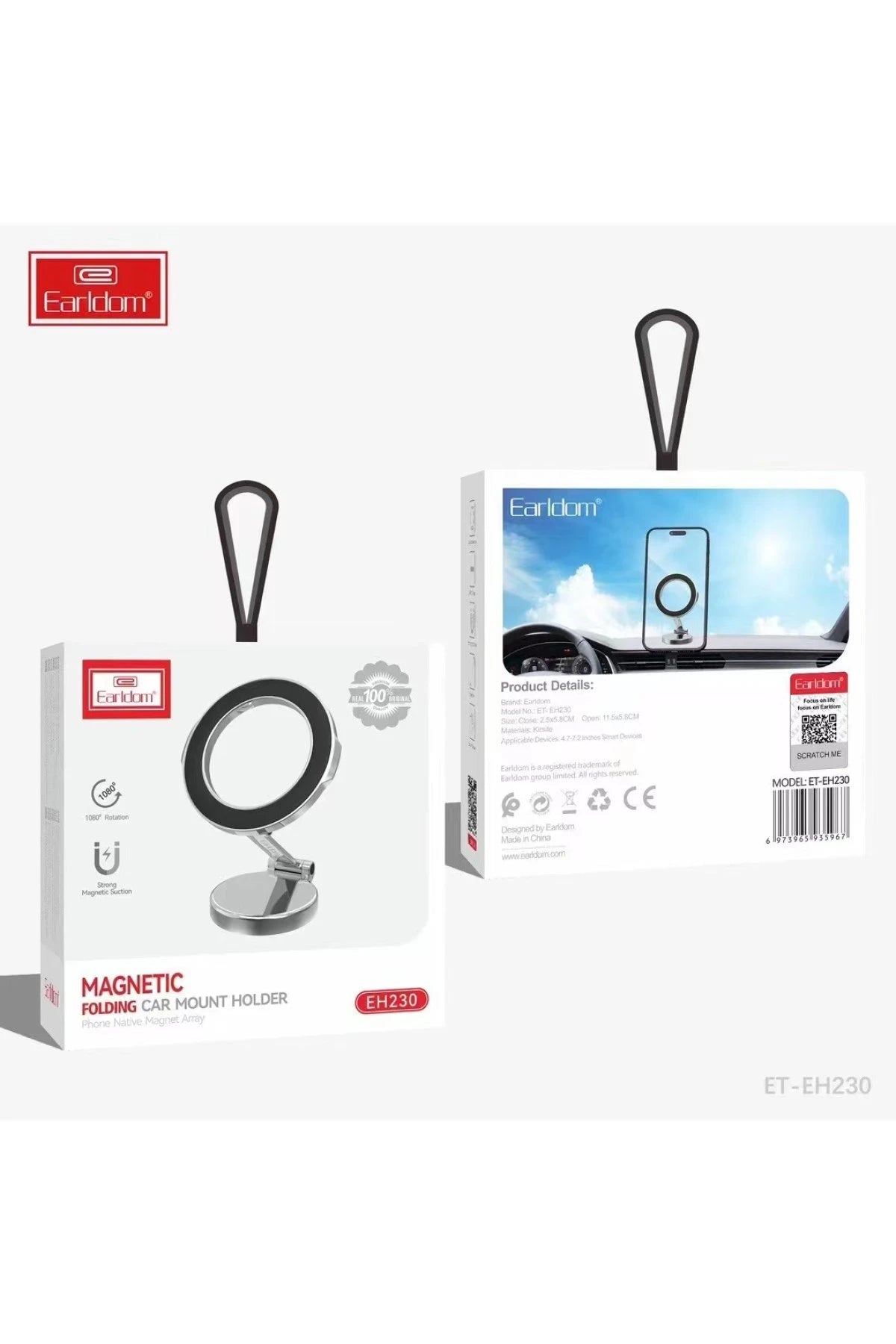 Earldom EH230 360 Derece Ayarlanabilen Yapışkanlı Manyetik Magsafe Araç Tutucu - Siyah