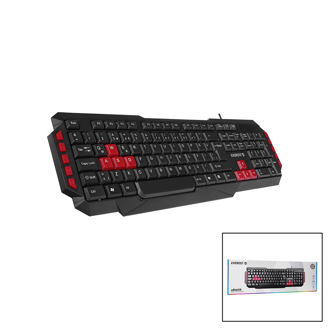 EVEREST KB-G7-ARMOR USB KABLOLU OYUNCU KLAVYE RENKLİ OYUN TUŞLARI - MULTİMEDYA TUŞLARI 150CM (5643)