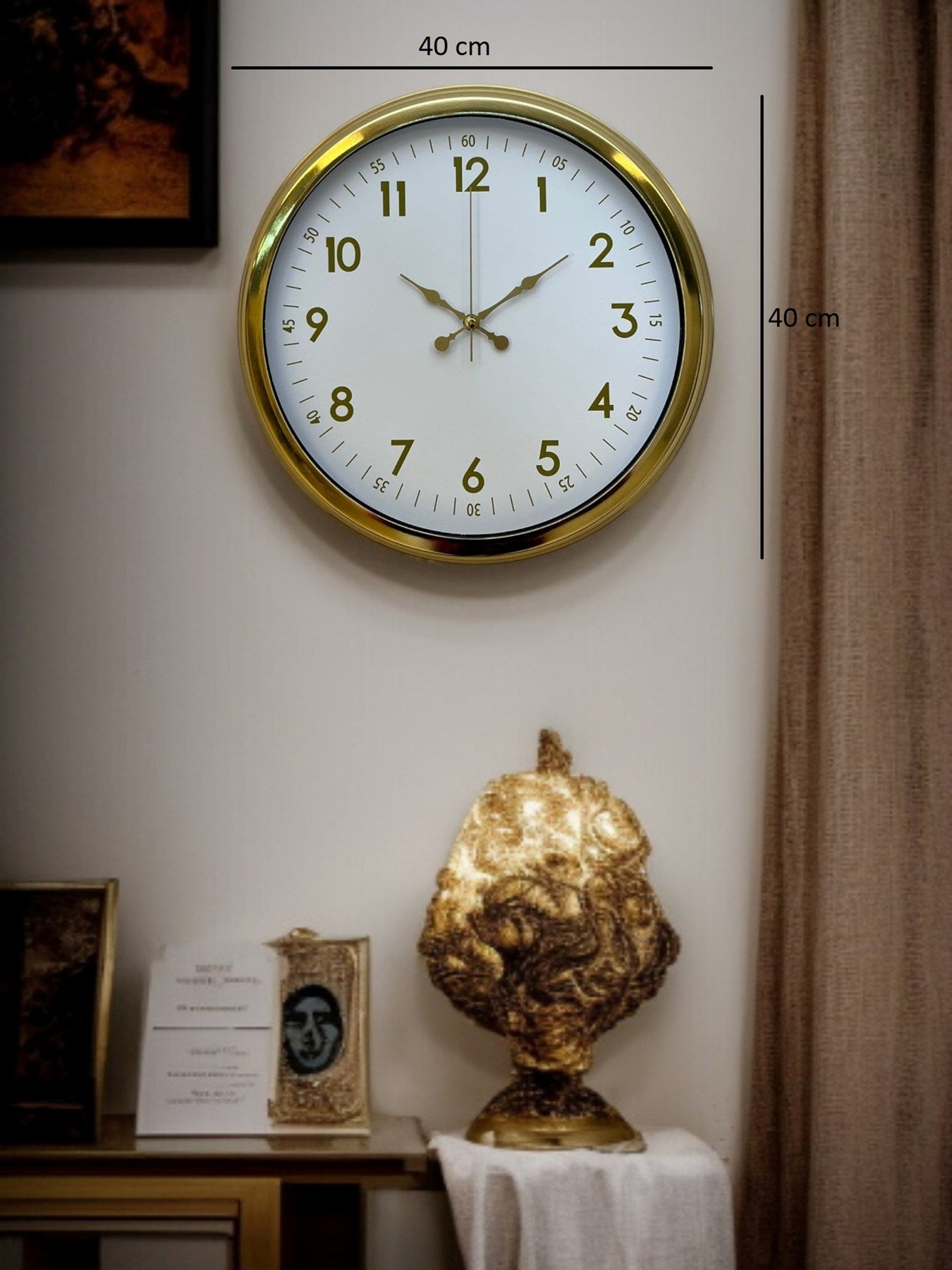 Elegant Gold Frame 40 Cm Metal Duvar Saati