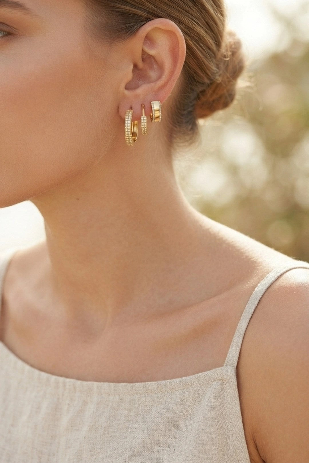 3 lü Set Gold Renk Halka Model Küpe