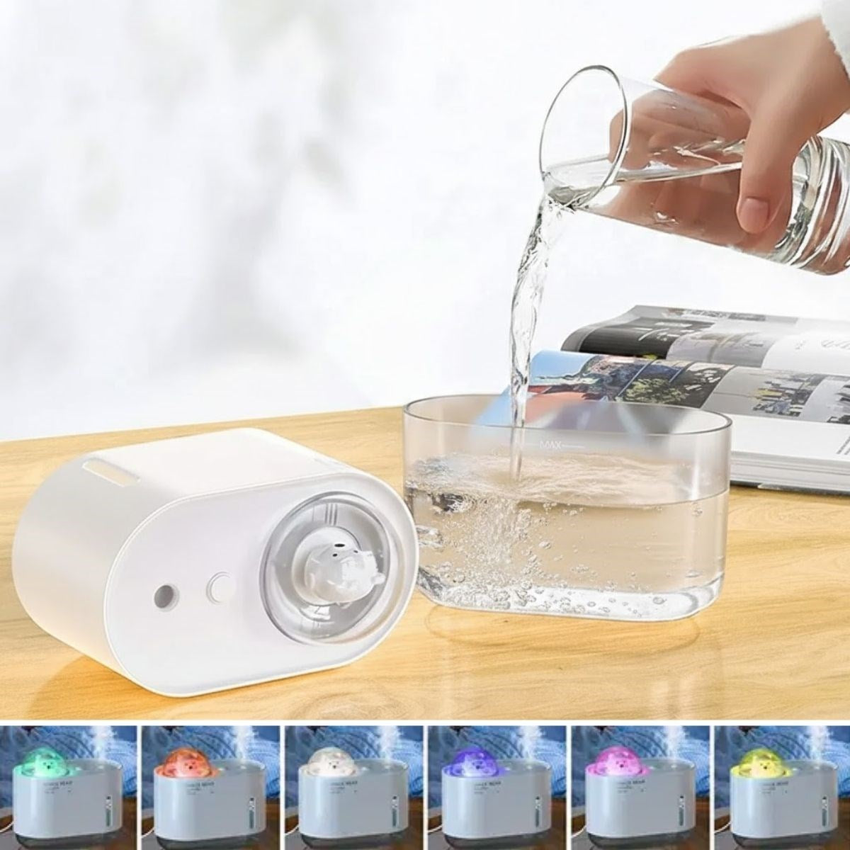 Markasız - Hava Nemlendirici - BUFFER® Uzay Ayısı 300 ML USB Hava Nemlendirici – LED Işıklı Masaüstü