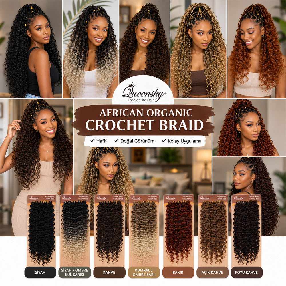 QueenSky Afro Dalgası Saç - 75cm - 240gr - Koyu Kahve