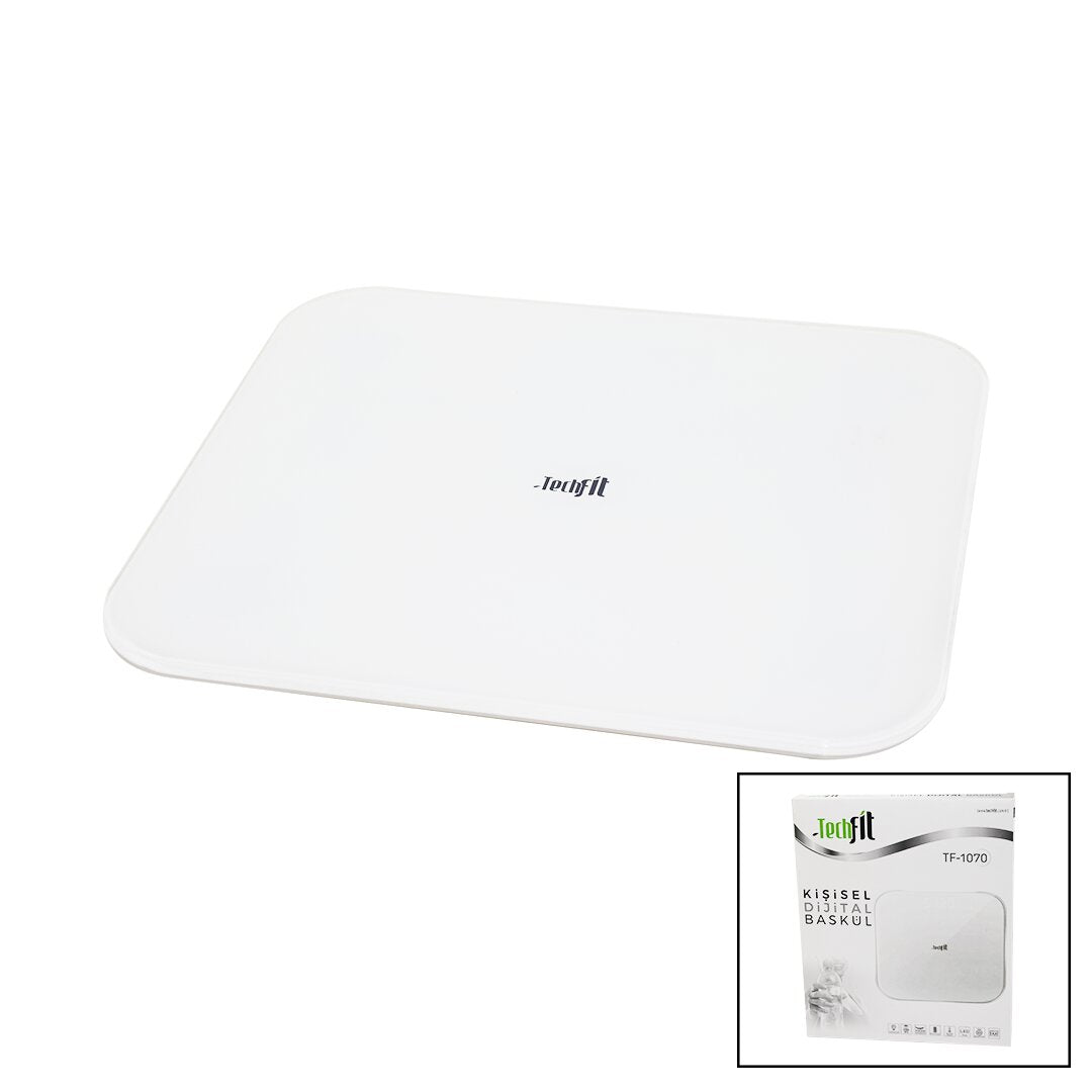 GİZLİ EKRAN -SOFT BEYAZ CAM ZEMİN DİJİTAL BASKÜL TERAZİ 180KG SENSÖR -LED EKRAN -ODA℃ TF-1070 (5643)