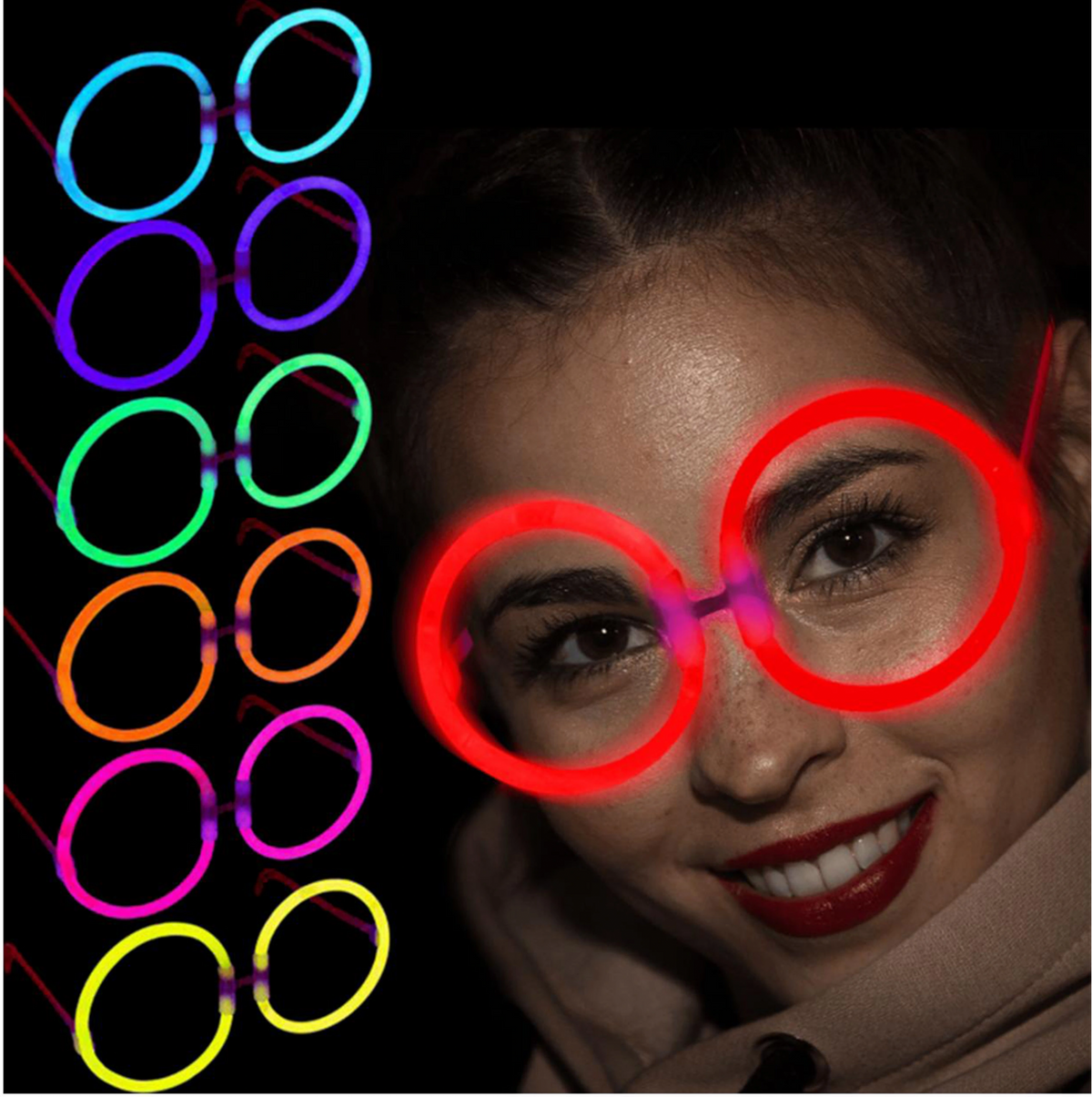 Glow Yuvarlak Gözlük - Glow Partisi Gözlükleri - Glow Gözlük 12 Adet