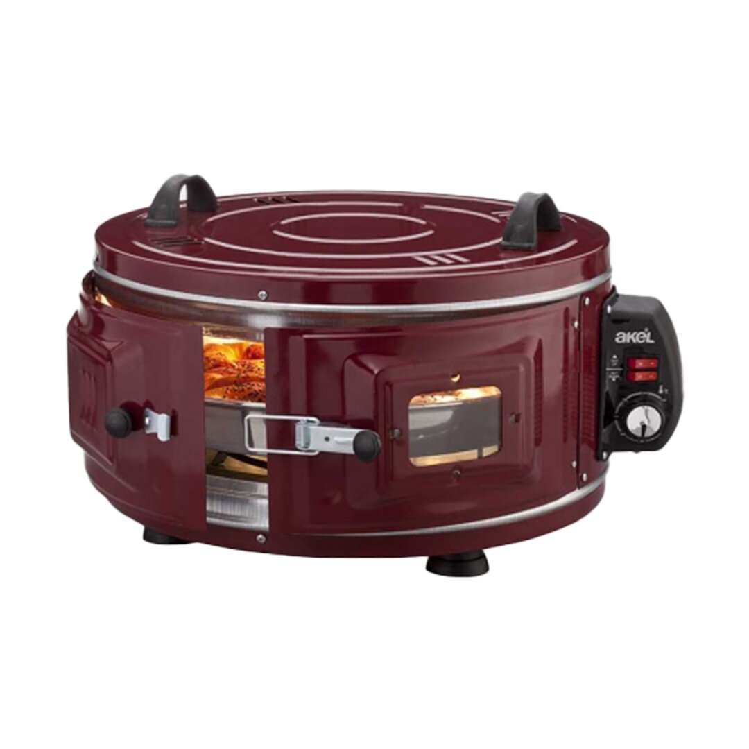GROSS YUVARLAK DAVUL FIRIN STANDART AYARLANABİLİR TERMOSTAT = 50°C-320°C 1300W - 53CM ALÜMİNYUM TEPSİ ÖN GÖZETLEME CAMI AF-008B (5643)