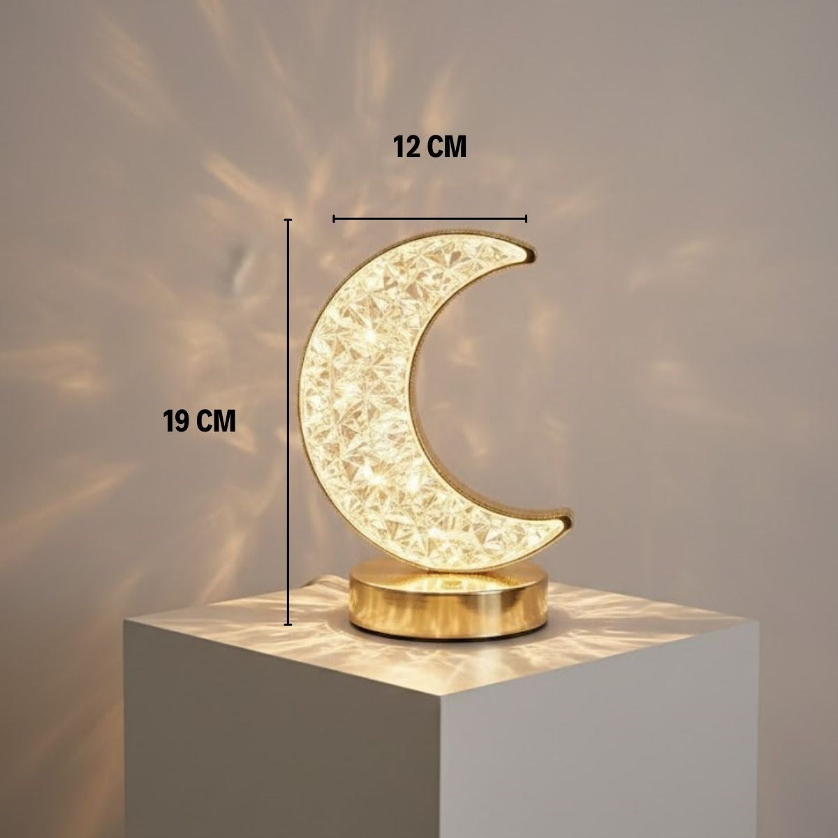 Hilal AY Model Kristal LED Masa Lambası – Dokunmatik, 3 Renk Işık Modlu, Şarjlı Mini Dekoratif Gece Lambası (5643)