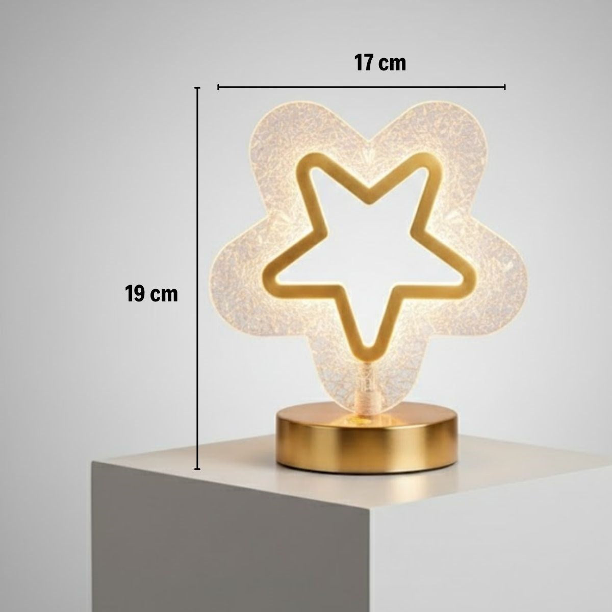 İçi Boş Yıldız Şeklinde Kristal LED Masa Lambası – Dokunmatik, 3 Renk Işık Modlu, Şarjlı Mini Dekoratif Gece Lambası (5643)