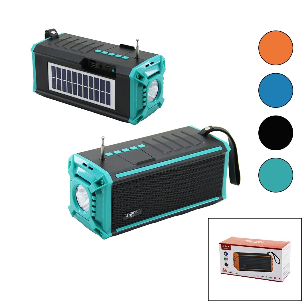 J-İPOK P-520 HASUBA HS-293 FENERLİ SOLAR PANELLİ - USB ŞARJLI BLUETOOTH FM RADYO MP3 USB - TF PLAYER 8W (5643)