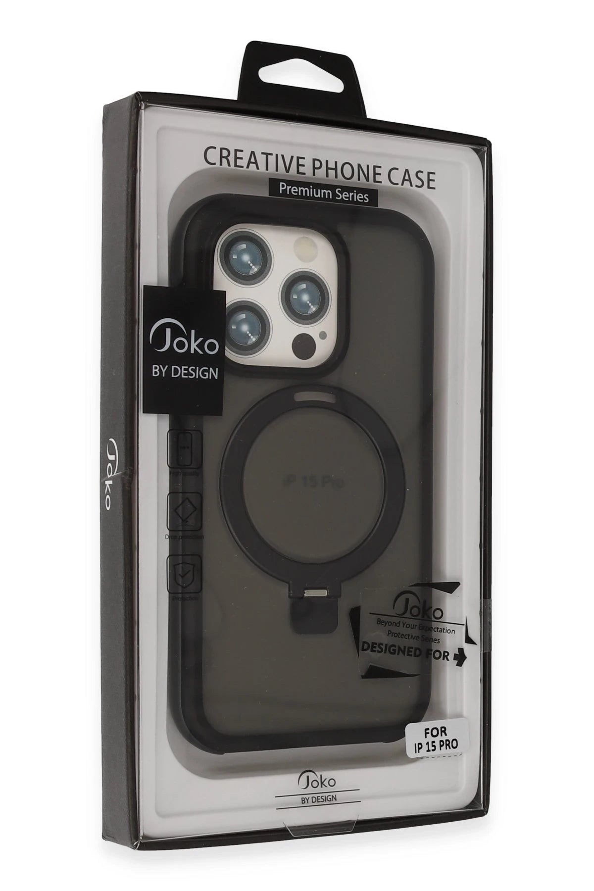Joko Apple iPhone 15 Pro Max Zorda Airbag Magsafe Standlı Kapak - Siyah