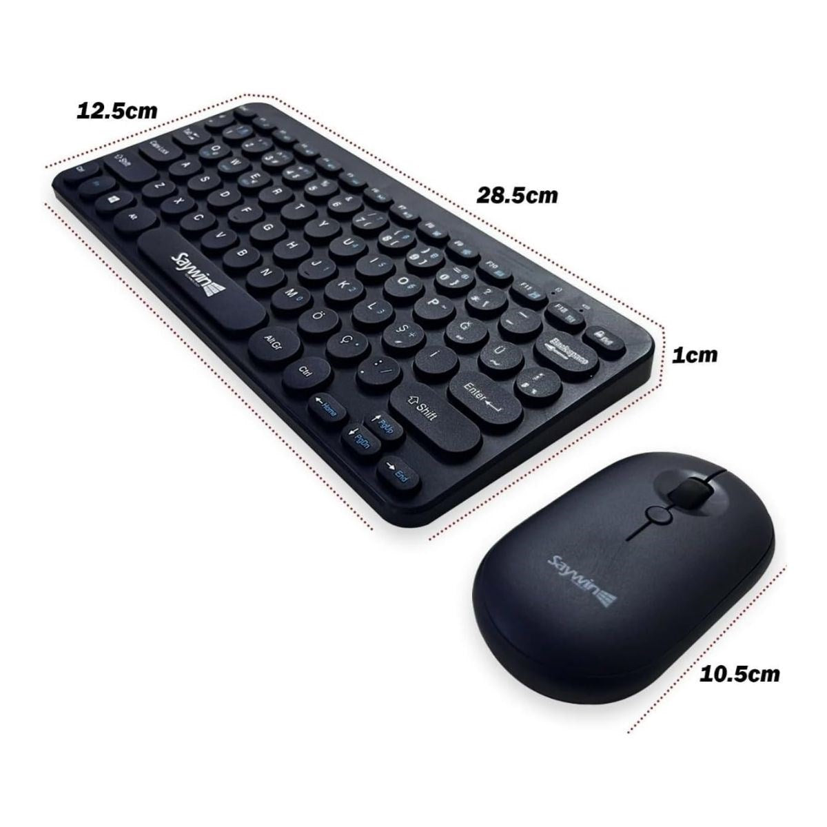 Kablosuz Lacivert Bluetooth Klavye Mouse Seti – Yuvarlak Tuşlu Tasarım, Türkçe Q Dizilim, Taşınabilir, Ev ve Ofis Kullanımına Uygun (5643)