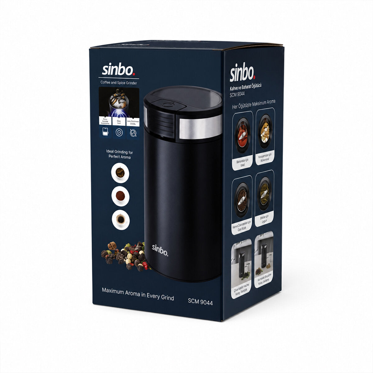 KAHVE - BAHARAT ÖĞÜTÜCÜ MAKİNE 2 BIÇAKLI ÇELİK ÖĞÜTME HAZNESİ 50GR ÖĞÜTME AC MOTOR=200W SCM-9044 (5643)