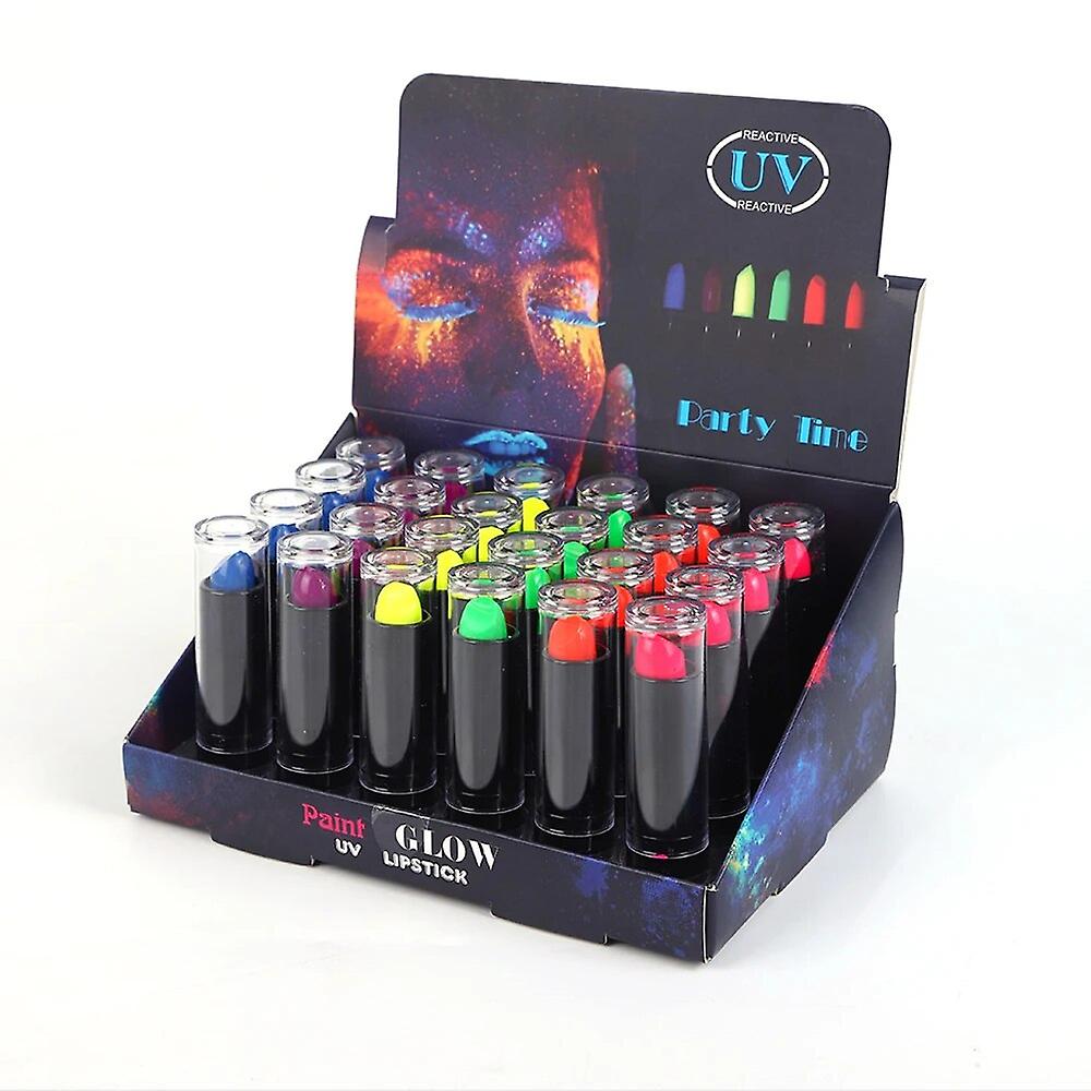 Karanlıkta Parlayan Yanan UV Neon Ruj Yüz Boyama 6 Adet 6 Renk (5643)