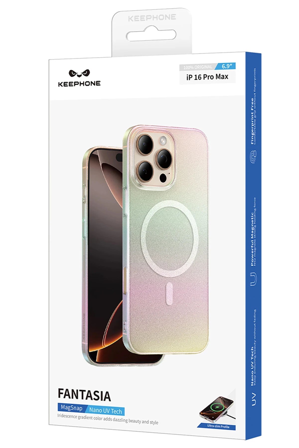 Keephone Apple iPhone 16 Fantasia Gökkuşağı Magsafe Kılıf - Siyah