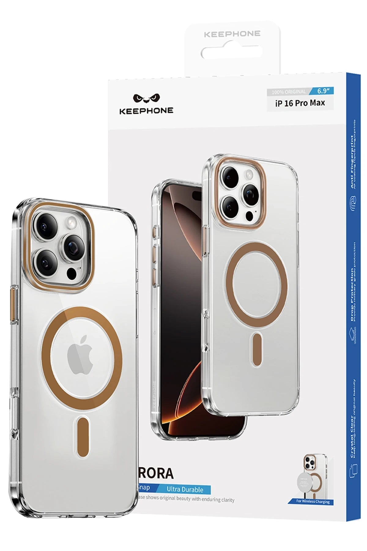 Keephone Apple iPhone 16 Pro Max Aurora Şeffaf Magsafe Kılıf - Siyah Titanyum