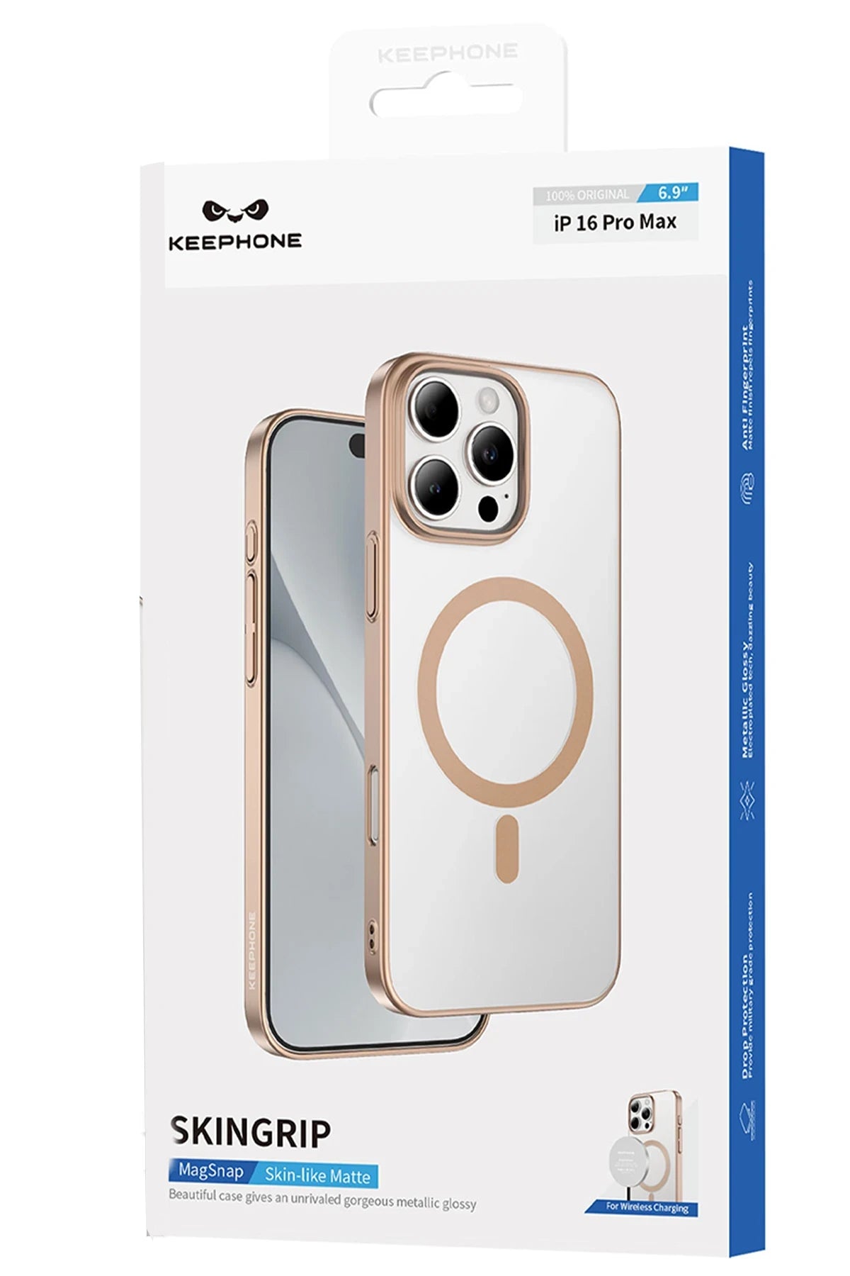 Keephone Apple iPhone 16 Pro Skingrip Magsafe Kılıf - Siyah Titanyum