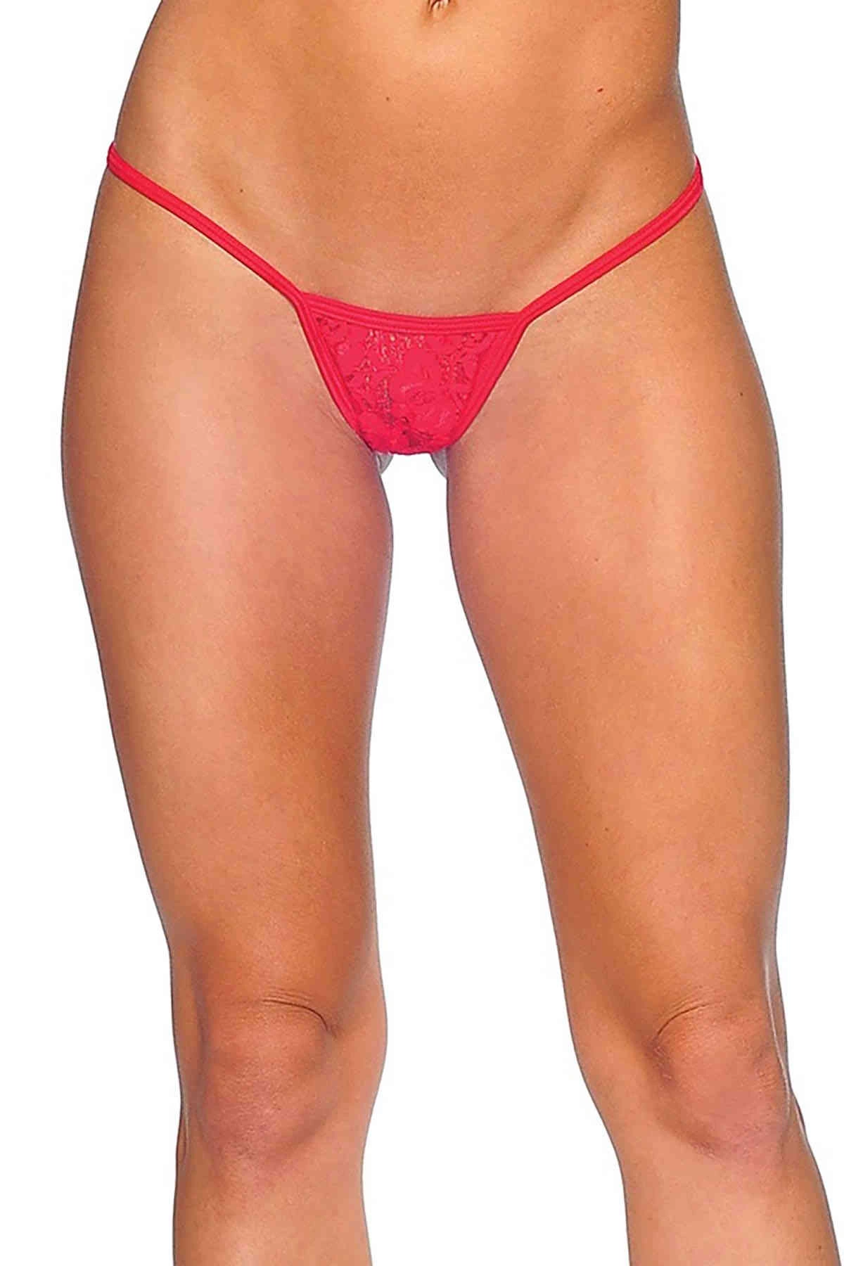 Kırmızı Dantelli Tanga TM1166 - Kırmızı / 2XL