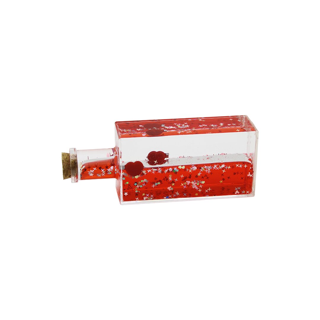 KIRMIZI SU KALP - YILDIZ DİKDÖRTGEN MİKA ŞİŞE YÜZEN BATMAYAN DEKORATİF BİBLO AKVARYUM4.2X6.4X17CM (5643)
