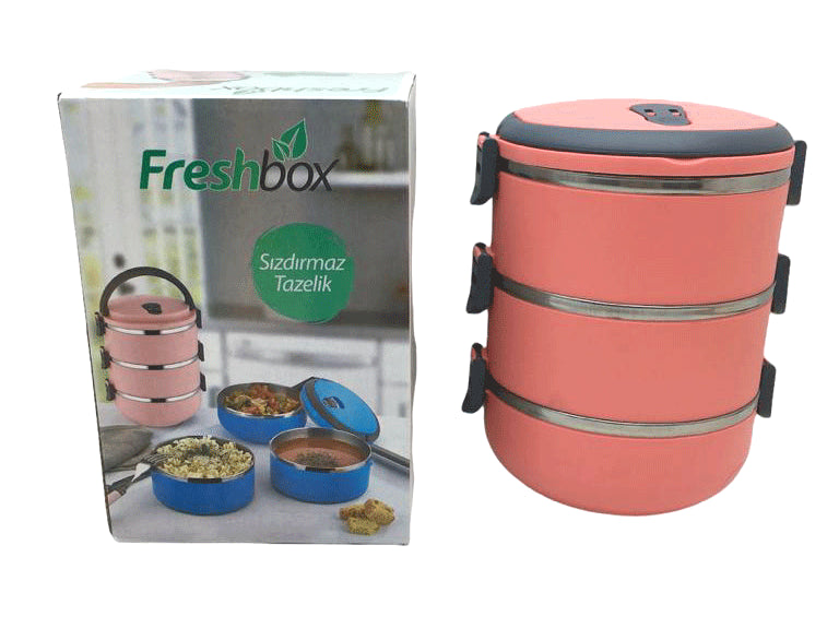 KOYU PEMBE 3LÜ SEFER TASI SAKLAMA KABI 1.8LT (5643)