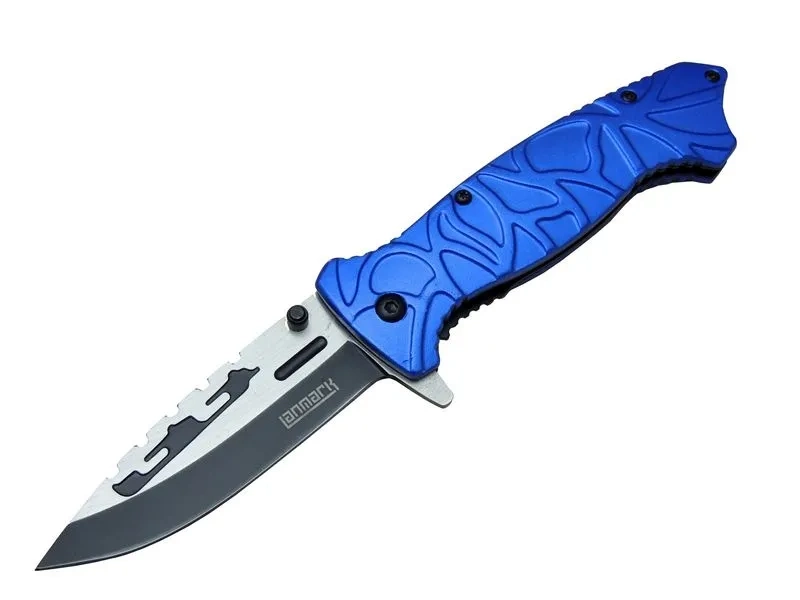 Lanmark M30b Tırtıklı Kamp Çakı 21 Cm - Plastik Sap, Otomatik, Kemerlikli