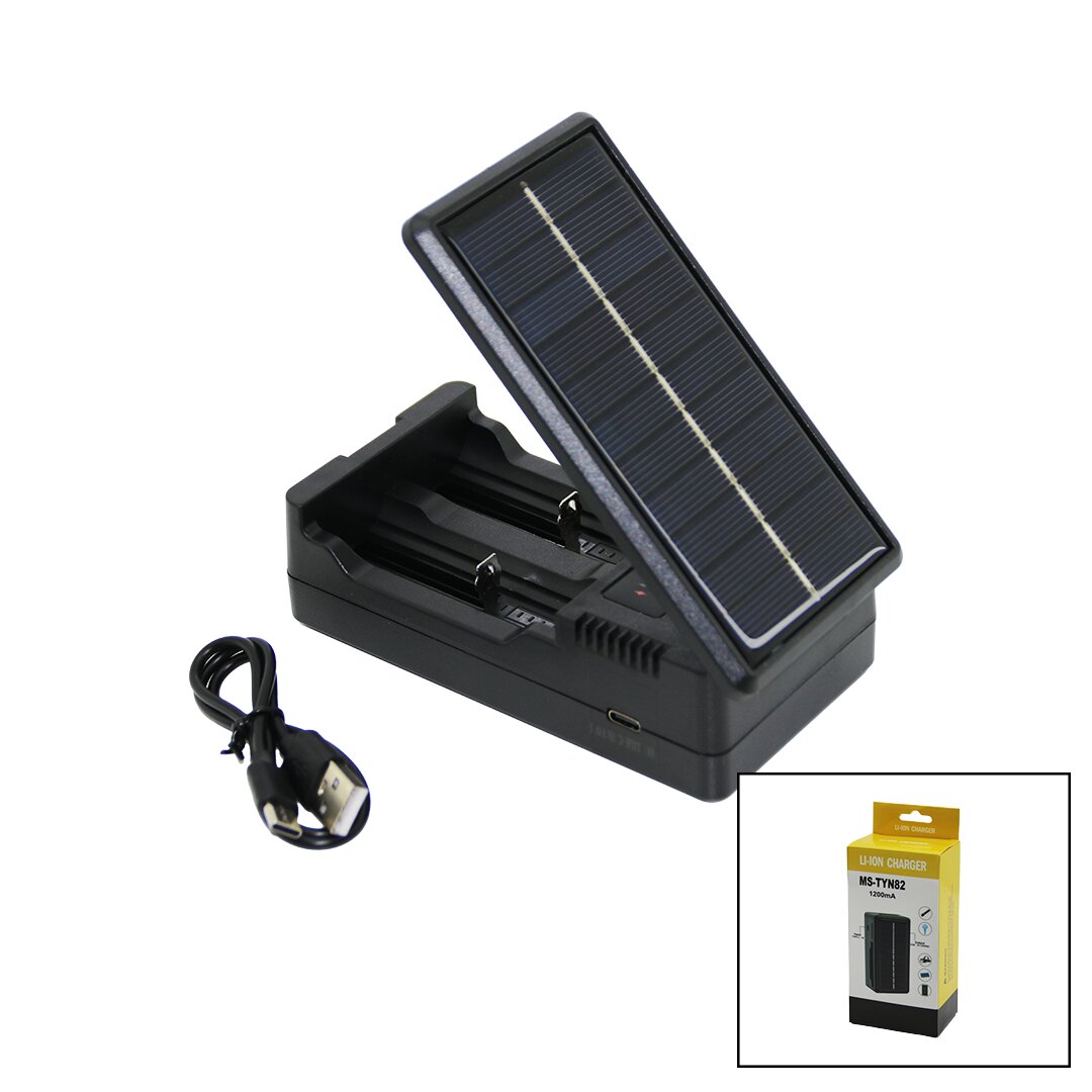 LI-ION CHARGER MS-TYN82 SOLAR - GÜNEŞ ENERJİLİ 2Lİ PİL ŞARJ ALETİ 1200mA (5643)