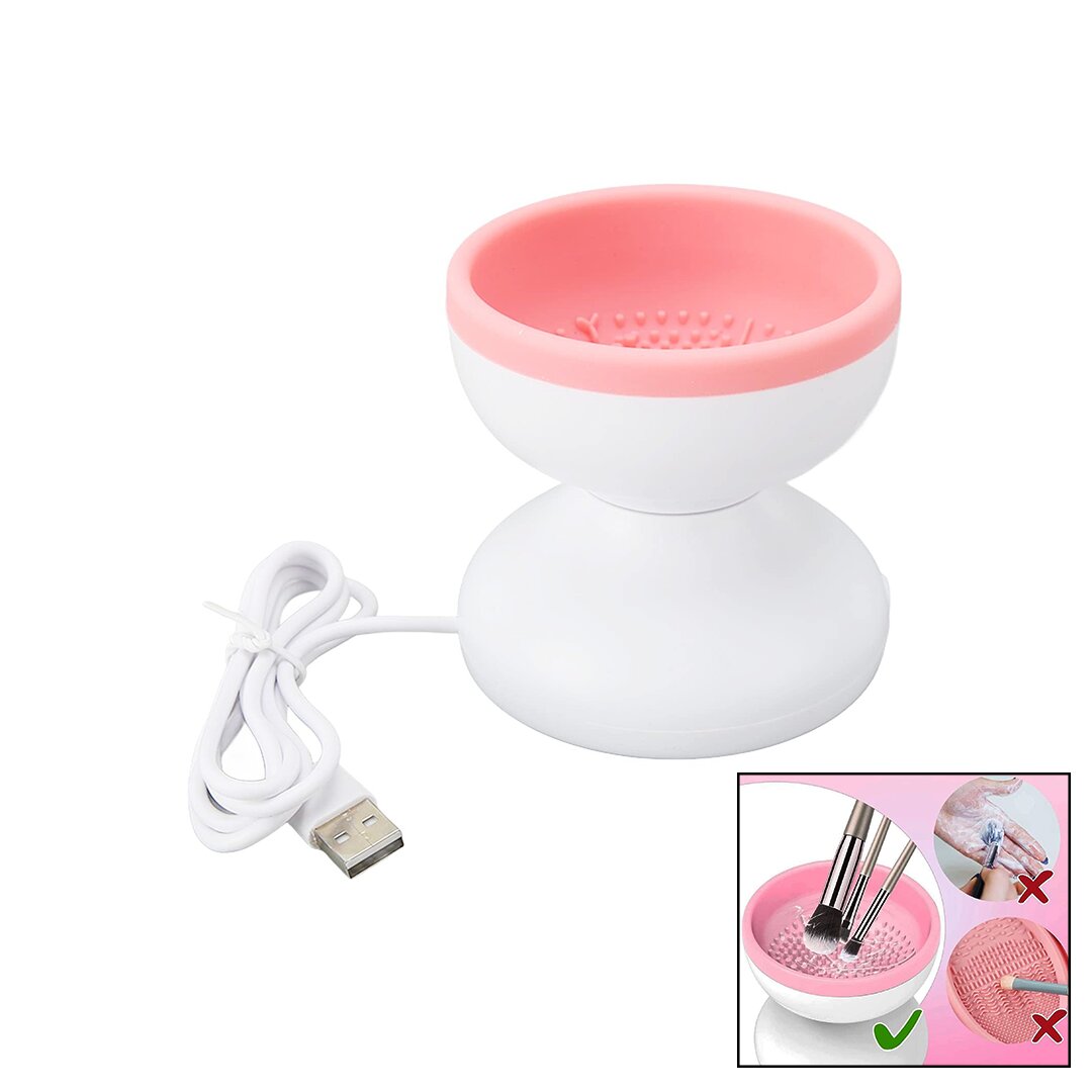 MAKEUP BRUSH CLEANER MAKYAJ FIRÇA TEMİZLEME MAKİNESİ USB ÇALIŞMA - SİLİKON TIRTIKLI HAZNE (5643)