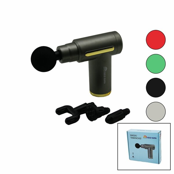 MASAJ ALETİ TABANCA MODEL 3 FARKLI BAŞLIK 6 KADEME HIZ SEVİYESİ USB ŞARJLI - HERHANGİ BİR RENK GÖNDERİLİR (5643)