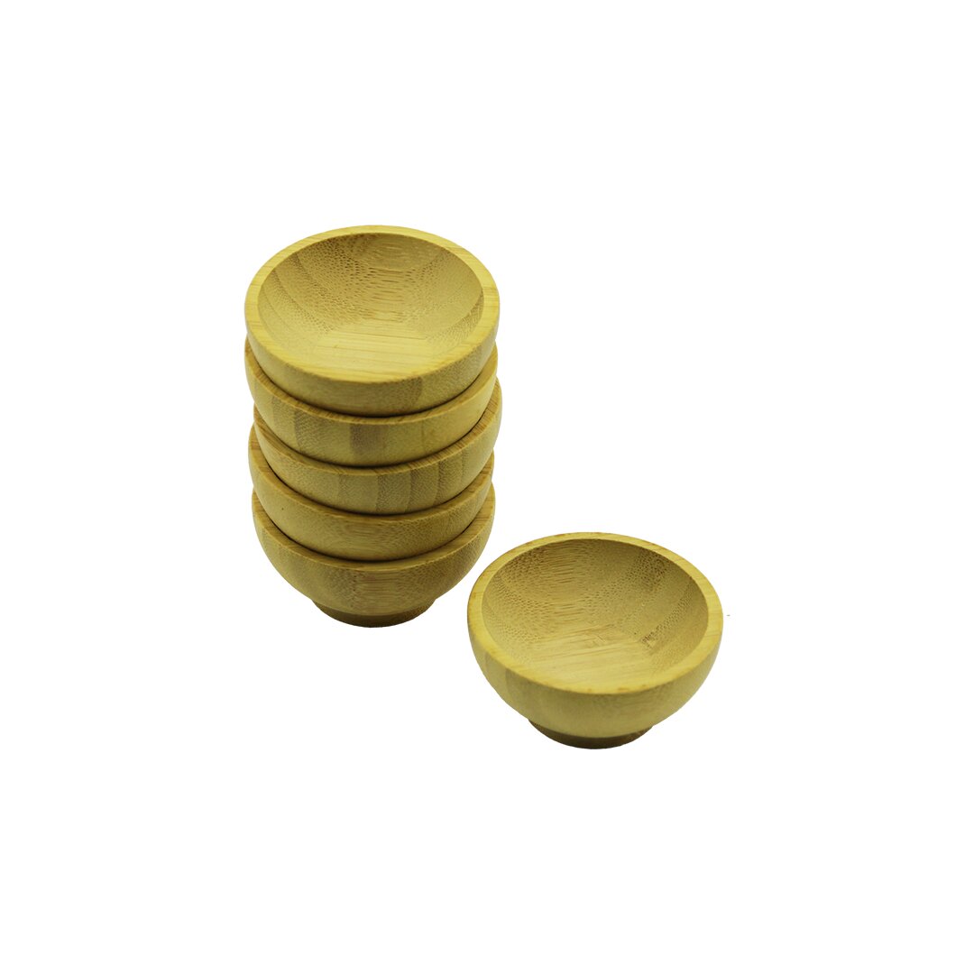 6 ADET MİNİ AHŞAP BAMBU LOKUMLUK - ÇEREZLİK KASE DERİNLİK: 1.5CM - ÇAP: 6.2CM (5643)