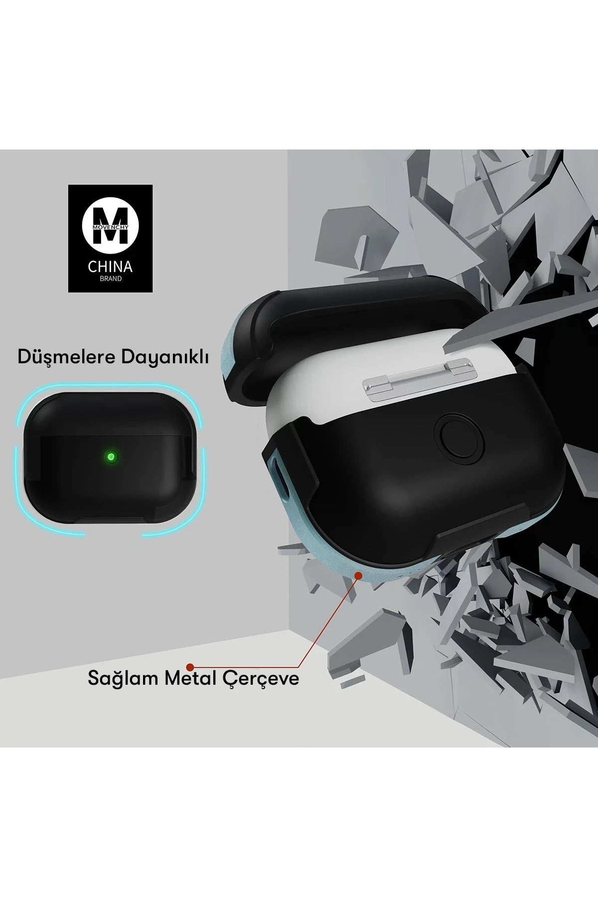 Movenchy Apple Airpods 3 (3.nesil) MO-A8 Armor Kılıf - Siyah
