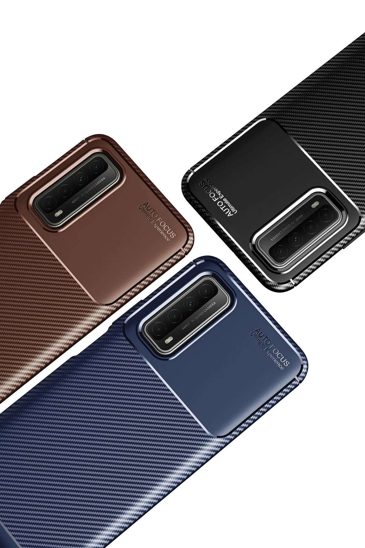 Newface Huawei P Smart 2021 Kılıf Auto Focus Karbon Kapak - Siyah
