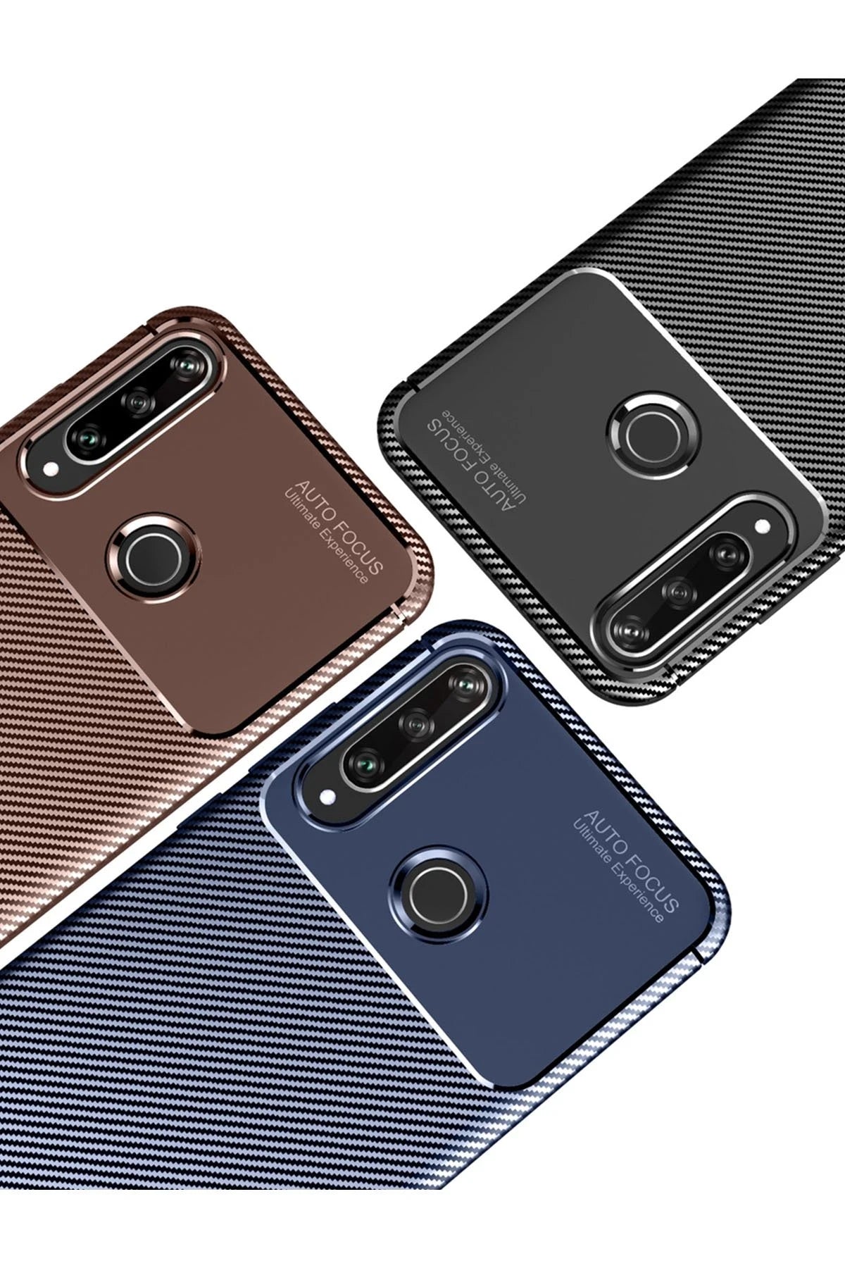 Newface Huawei Y6P Kılıf Auto Focus Karbon Kapak - Siyah