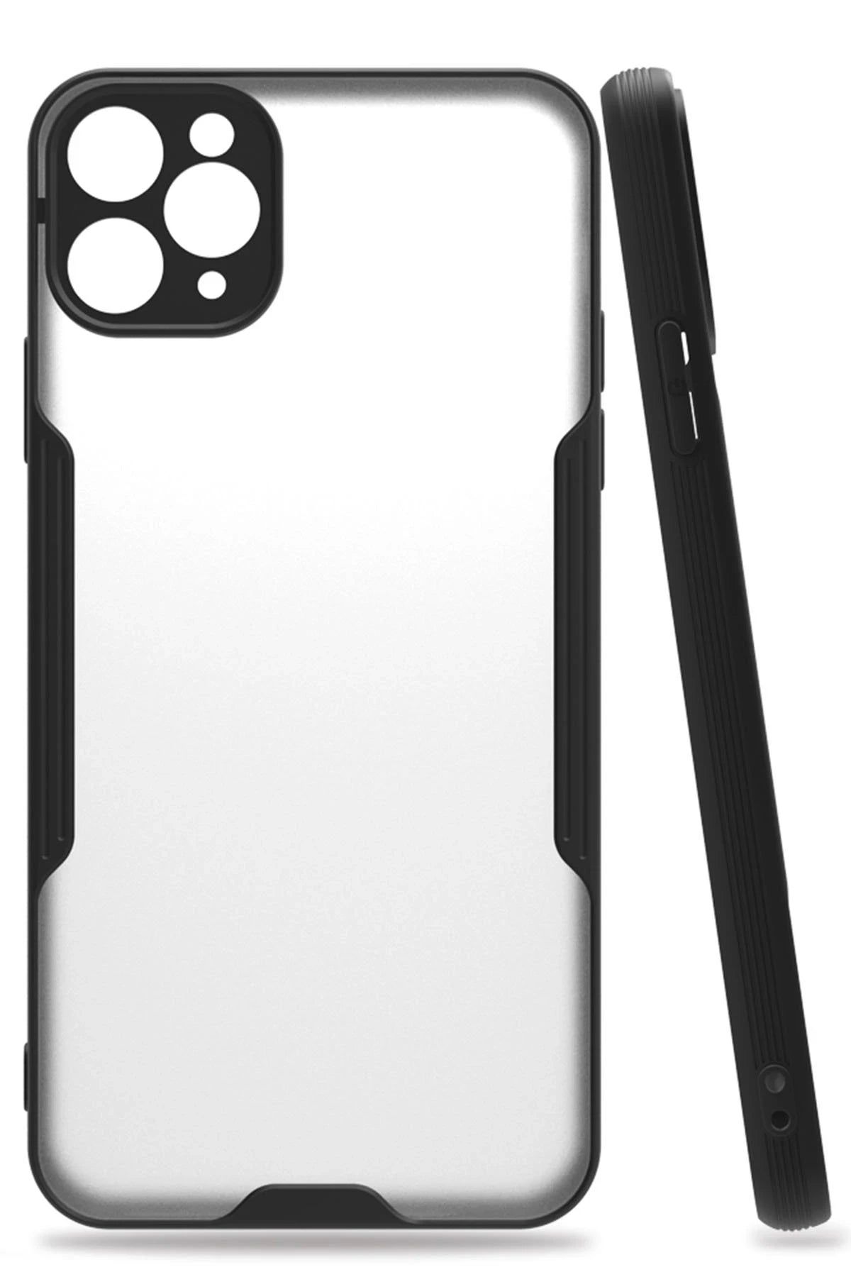 Newface Apple iPhone 11 Pro Max Kılıf Platin Silikon - Siyah