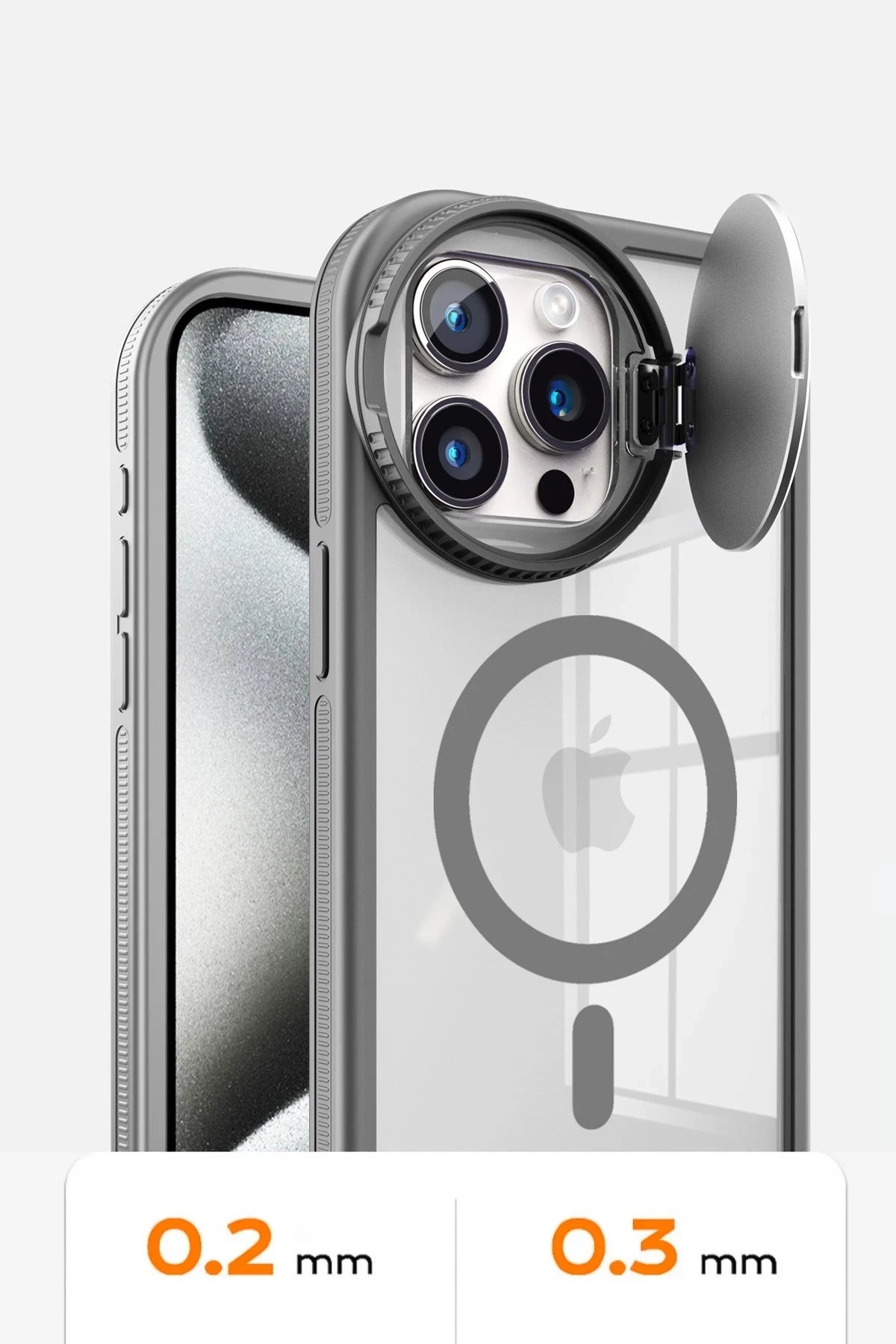 Newface Apple iPhone 15 Pro Kılıf Teleskop Lens Magsafe Silikon Kapak - Siyah