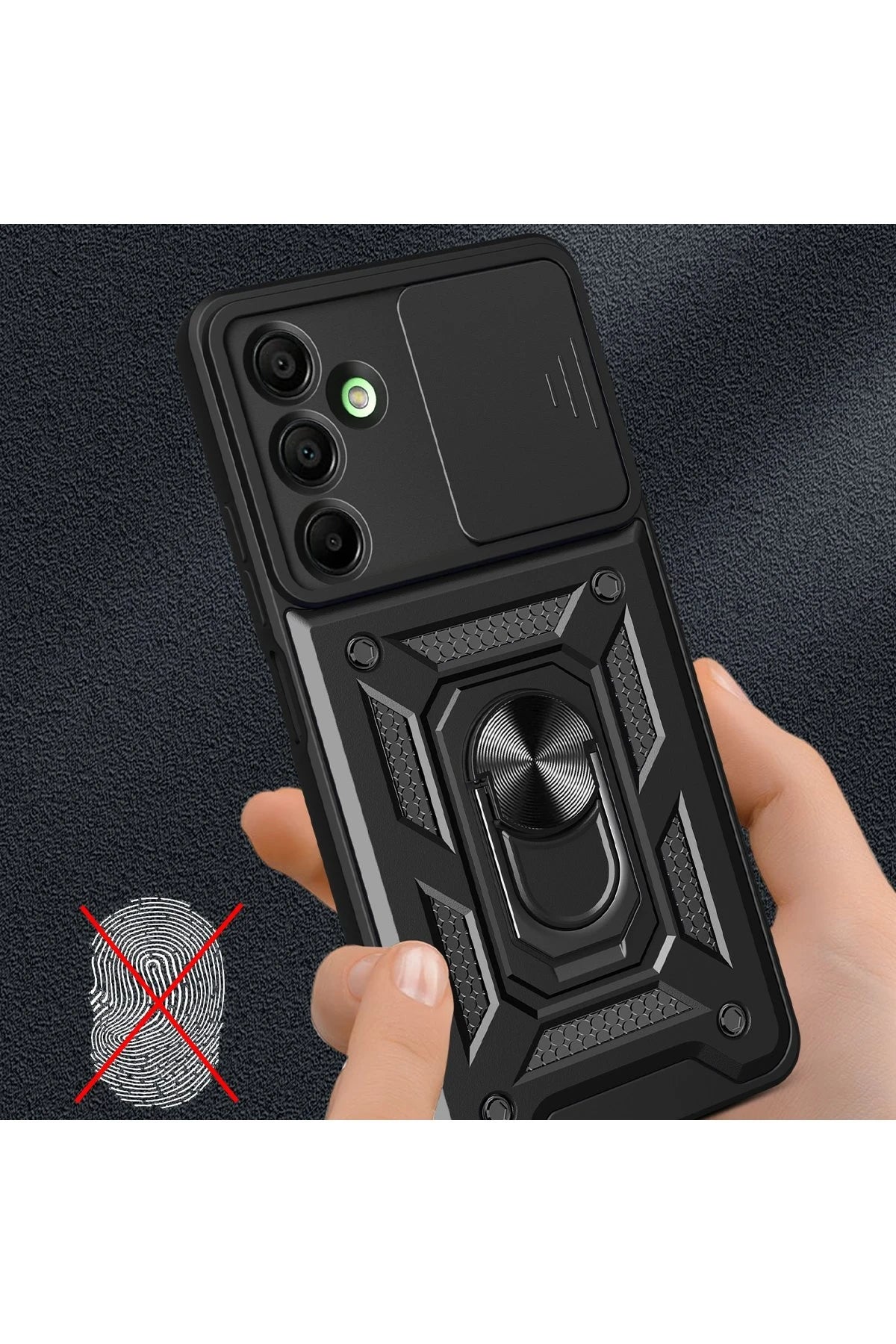 Newface Samsung Galaxy A16 5G Kılıf Pars Lens Yüzüklü Silikon - Siyah