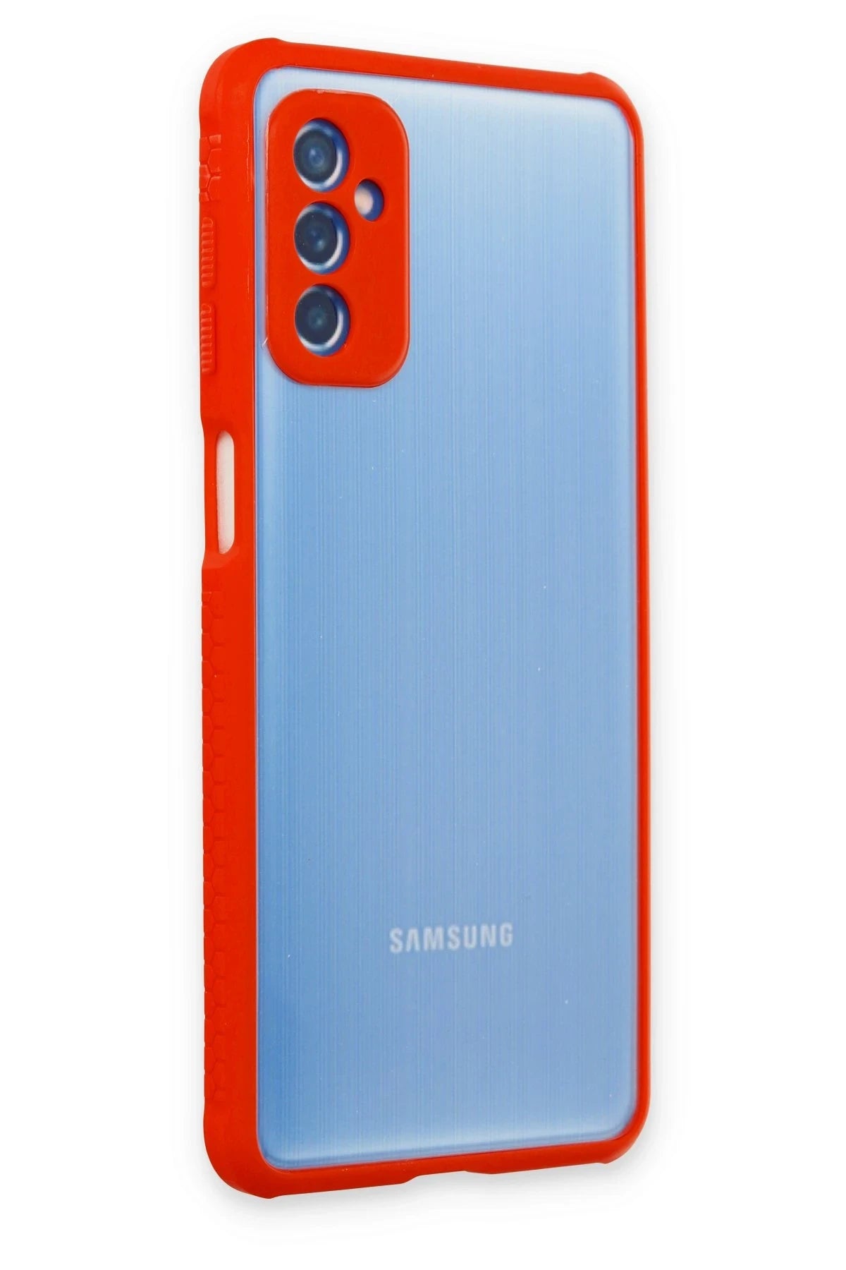 Newface Samsung Galaxy M52 5G Kılıf Miami Şeffaf Silikon - Kırmızı