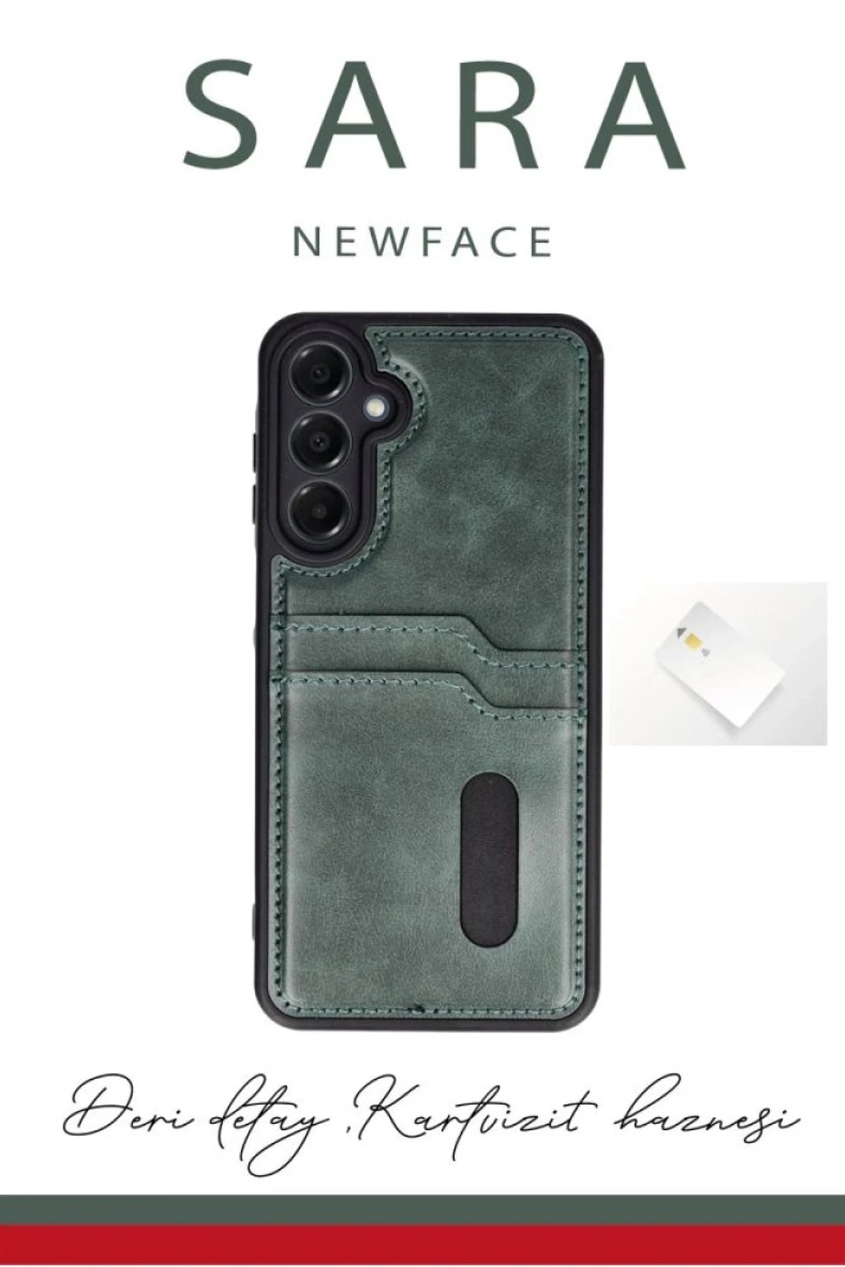 Newface Samsung Galaxy S24 FE Kılıf Sara Kartvizitli Deri Kılıf - Siyah