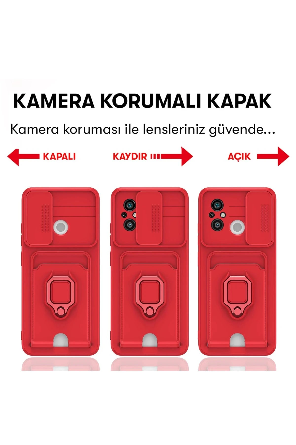 Newface Xiaomi Redmi 12C Kılıf Zuma Kartvizitli Yüzüklü Silikon - Siyah