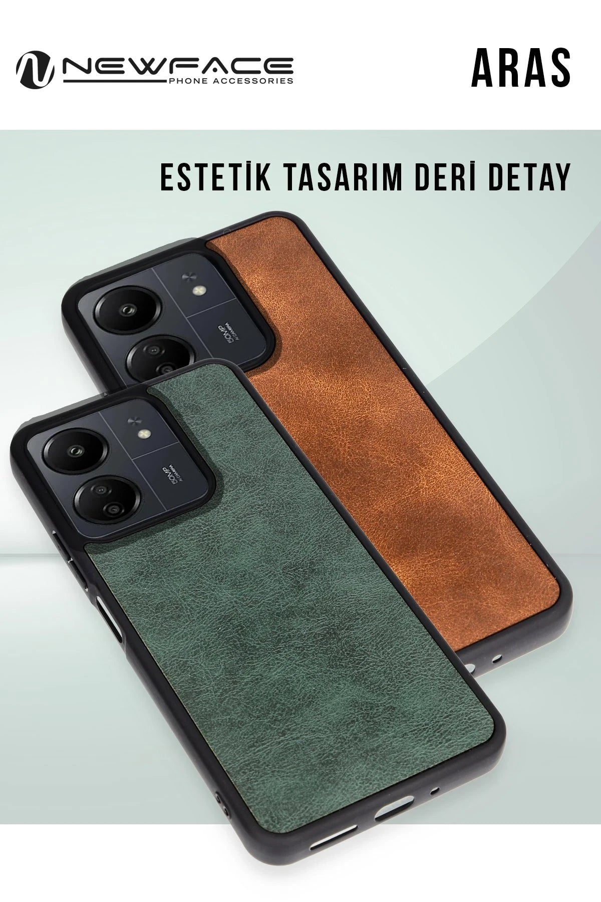 Newface Xiaomi Redmi 13C Kılıf Aras Deri Kapak - Siyah