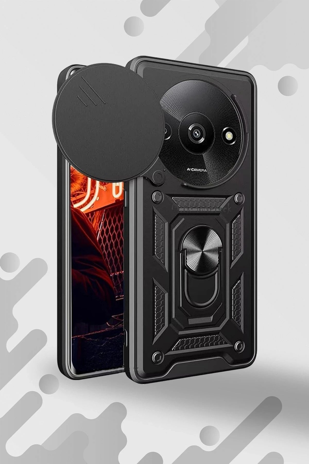 Newface Xiaomi Redmi A3 4G Kılıf Pars Lens Yüzüklü Silikon - Siyah