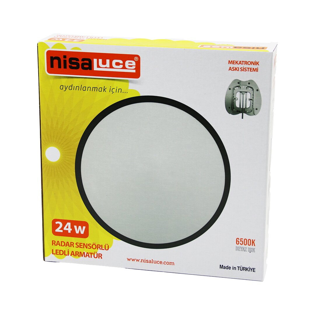 NİSALUCE EAMP-106/B 24W RADAR SENSÖRLÜ LEDLİ ARMATÜR BEYAZ ÇERÇEVE MEKATRONİK ASKI SİSTEMİ 6500K - 2160Lm (5643)
