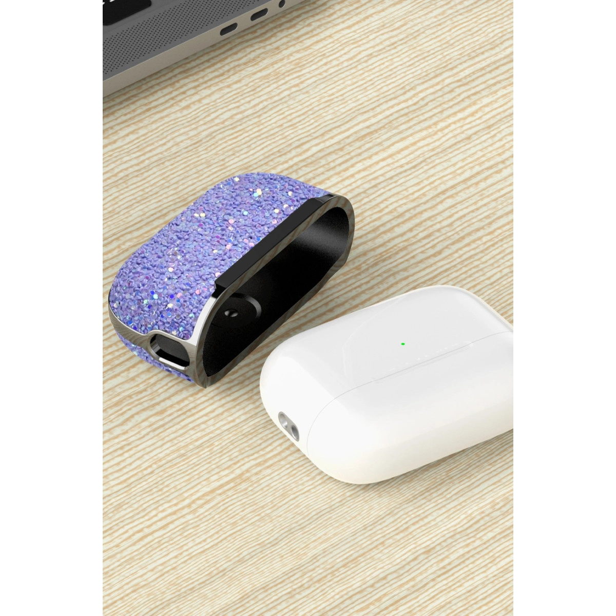 Onegif Airpods 3 (3.nesil) Bright Simli Airpods Kapak - Siyah