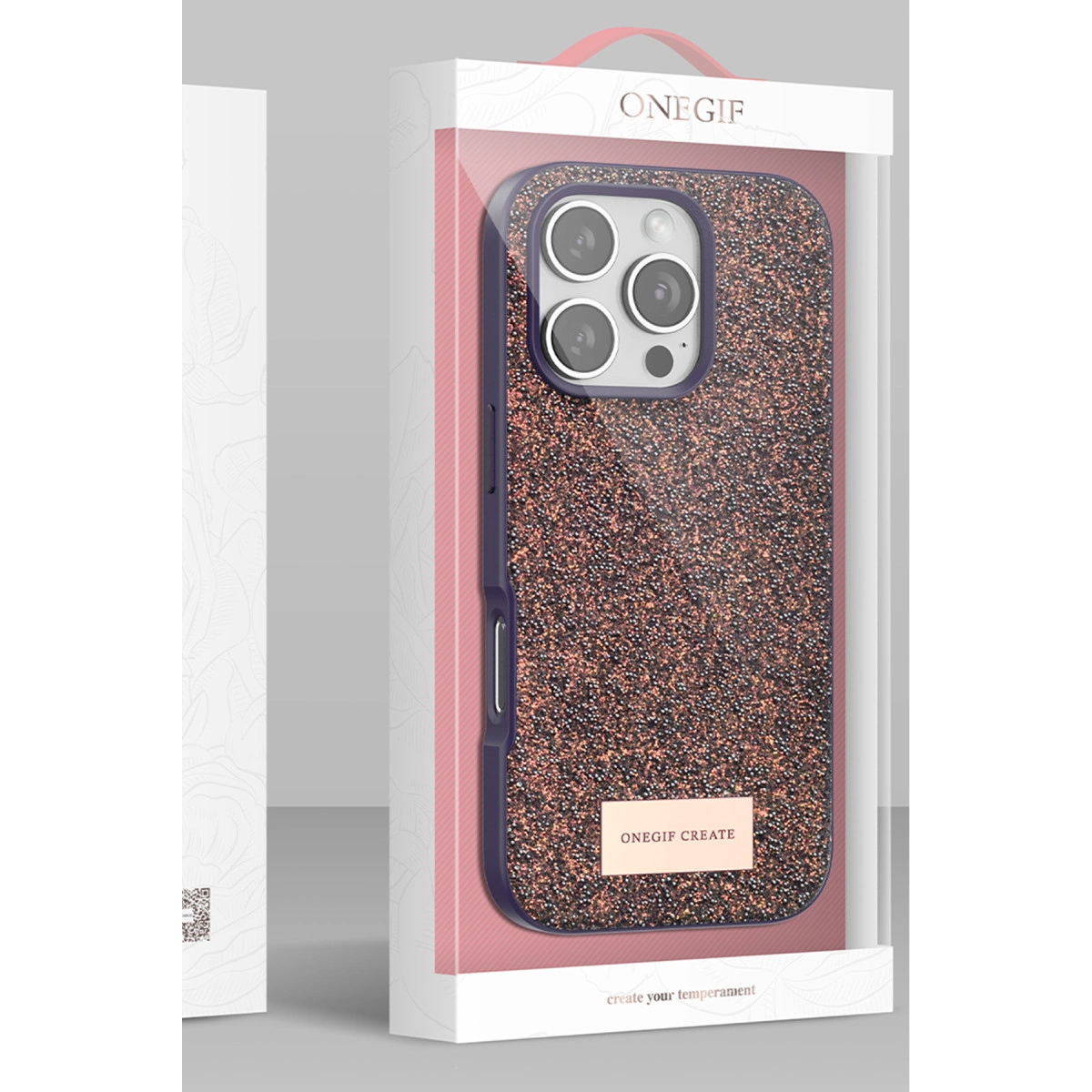 Onegif İphone 16 Pro Bright Simli Kapak - Gümüş