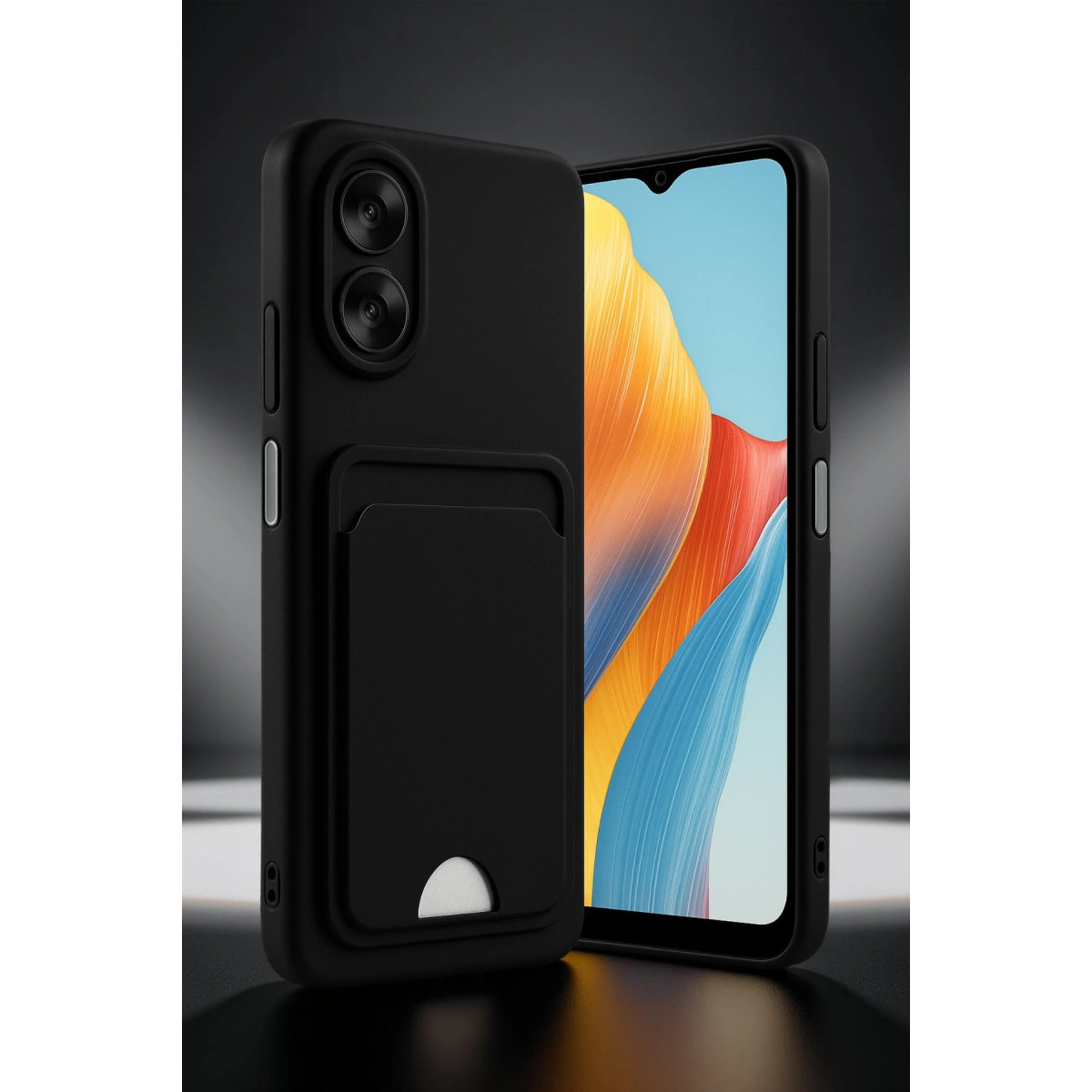 Oppo A38 Kılıf Kelvin Kartvizitli Silikon - Siyah