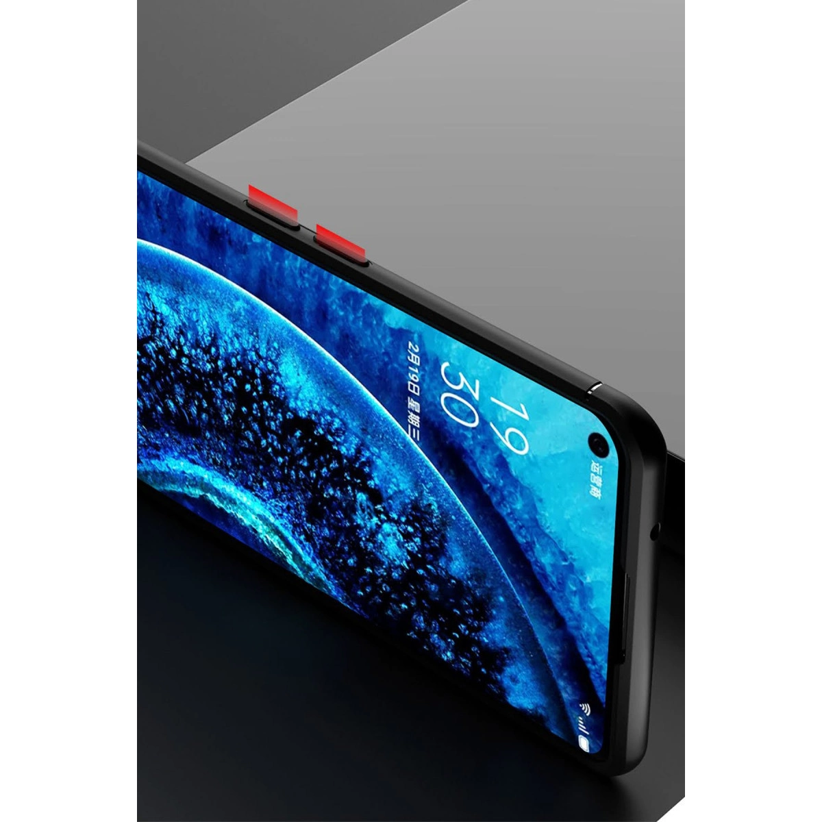 Oppo Find X2 Kılıf Range Yüzüklü Silikon - Siyah-kırmızı
