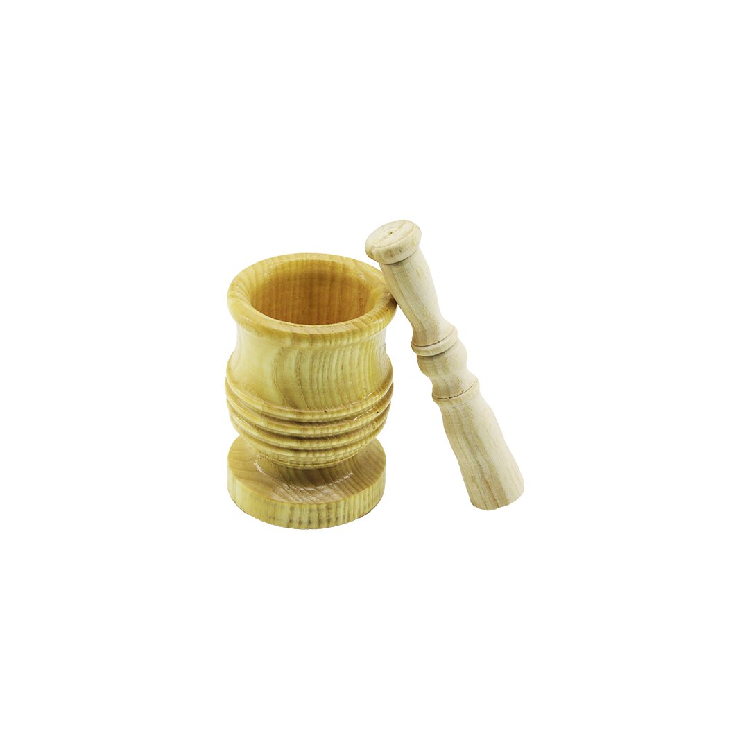 ORTA BOY LÜX AHŞAP HAVAN SARIMSAK DÖVECEK Ç: 7.3CM-D: 6.5CM-Y: 10.5CM FİLELİ AMBALAJ (5643)