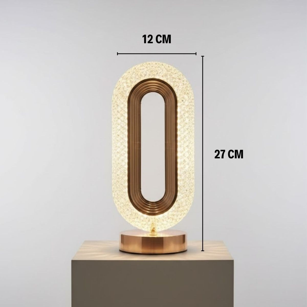 Oval Şeklinde Kristal LED Masa Lambası – Dokunmatik, 3 Renk Işık Modlu, Şarjlı Dekoratif Gece Lambası (5643)