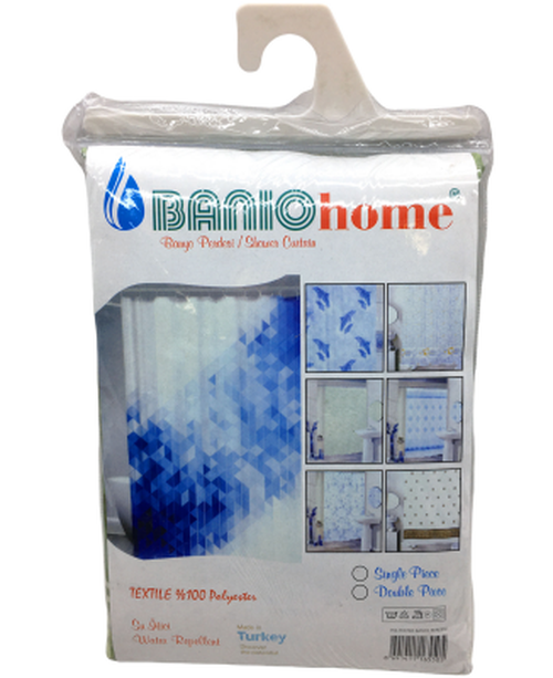 POLYESTER ÇİFT KANAT SU İTİCİ BANYO PERDESİ 90X200CM (5643)