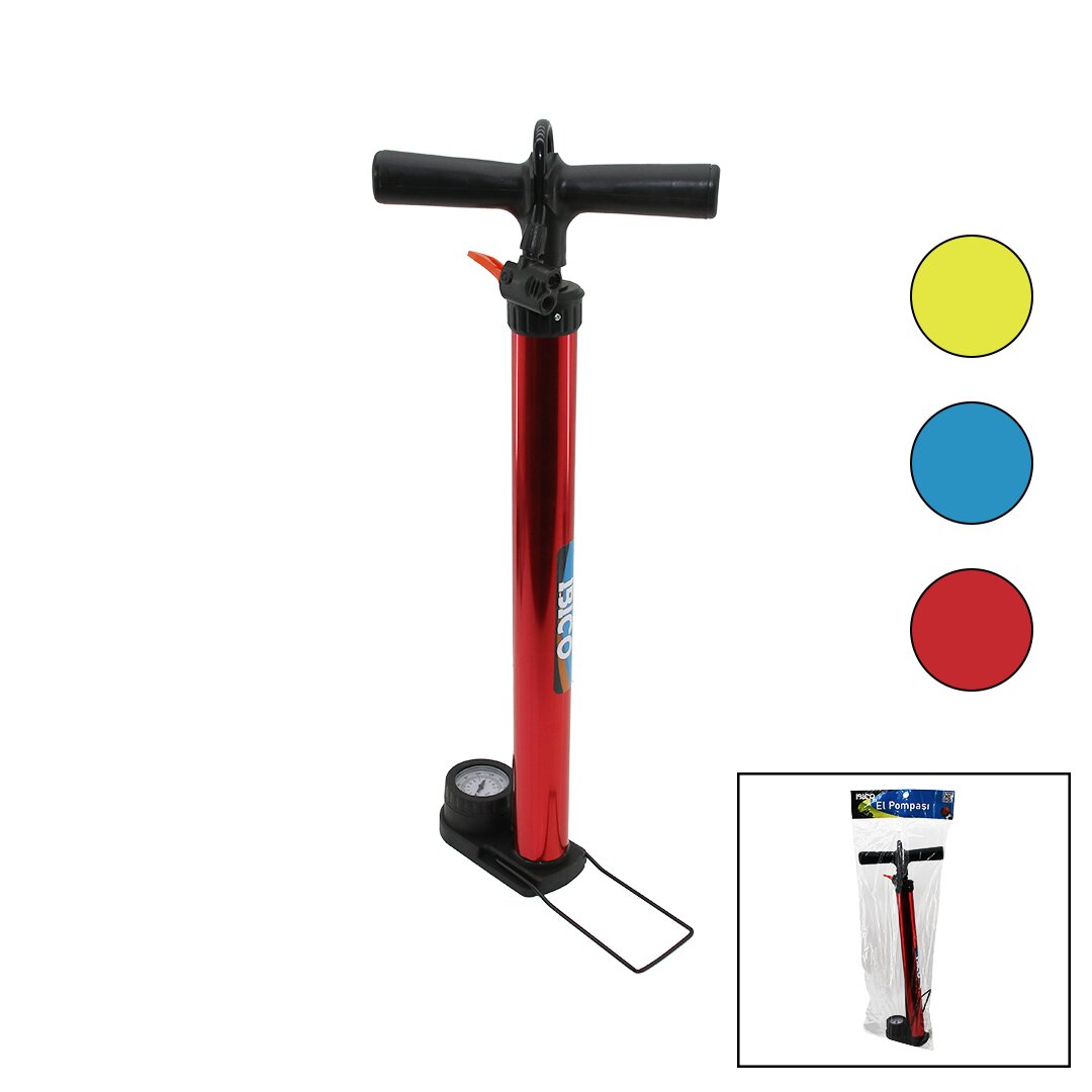 SAATLİ İRAN EL POMPASI METAL GÖVDE PLASTİK KOL - ALTLIK 55 CM TOP - BİSİKLET - MOTOR (5643)