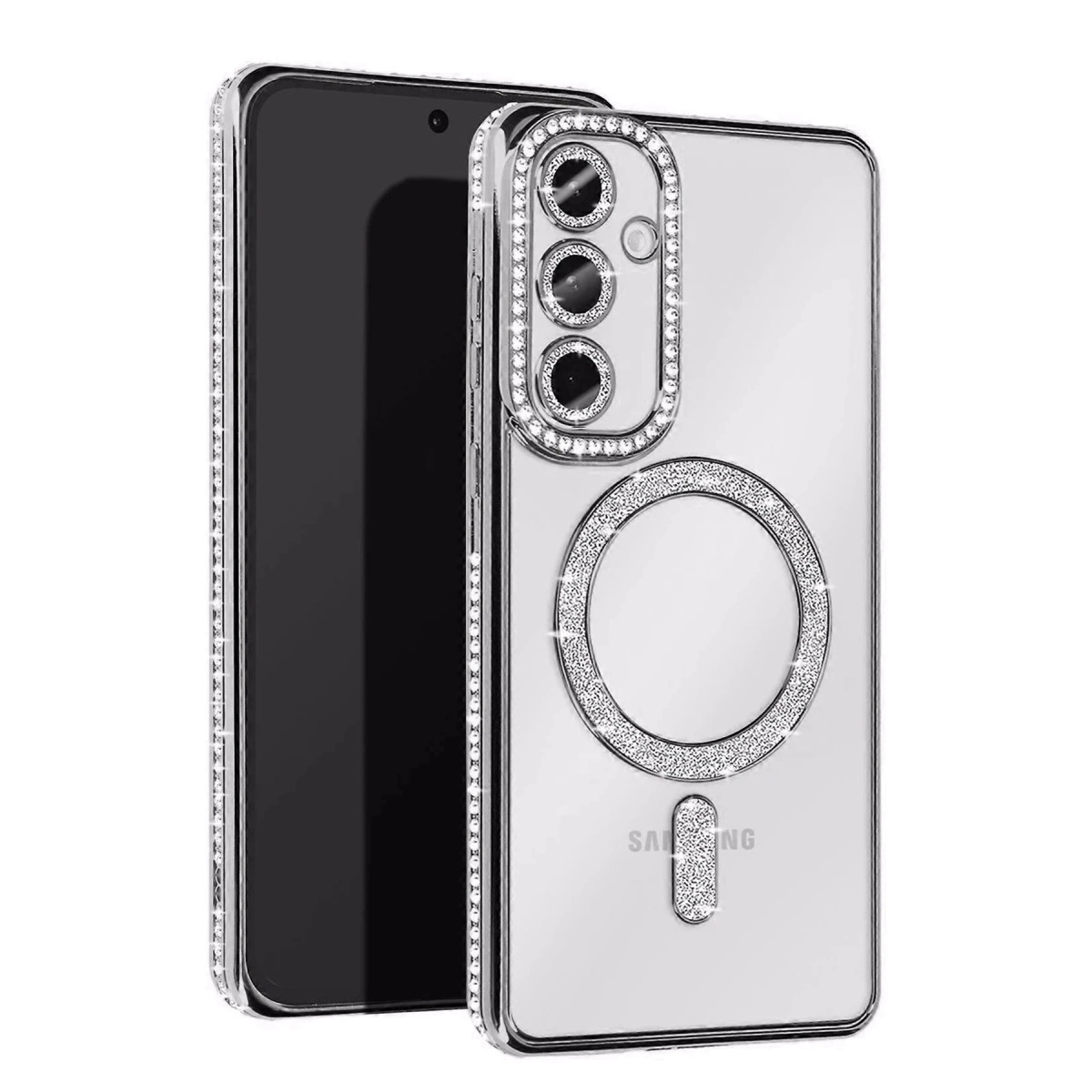 Samsung Galaxy A36 Joke Simli Magneticsafe Kılıf - Gümüş