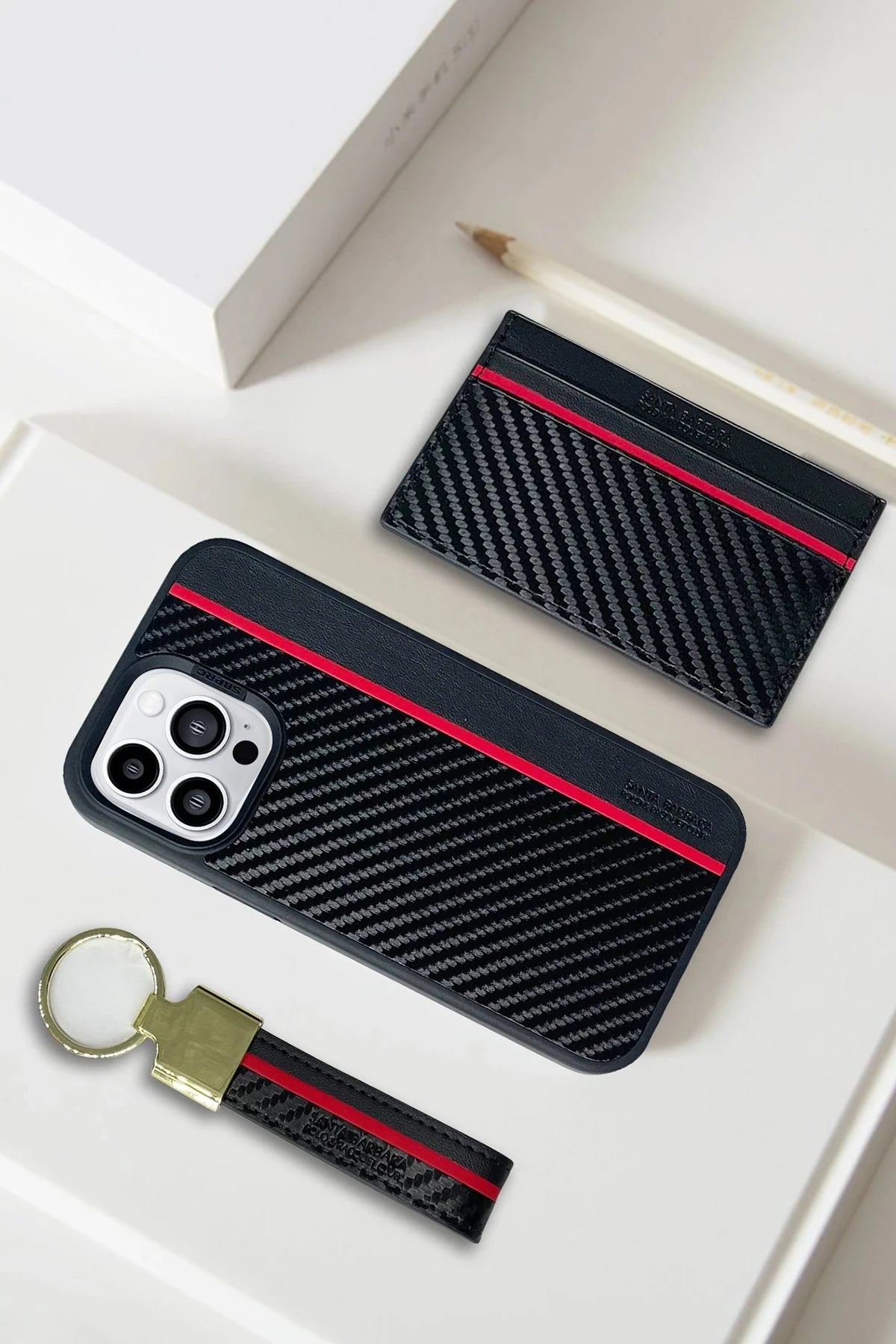 Santa Barbara Polo Racquet Club Apple iPhone 14 Pro Hazel Karbon Set Kapak - Siyah